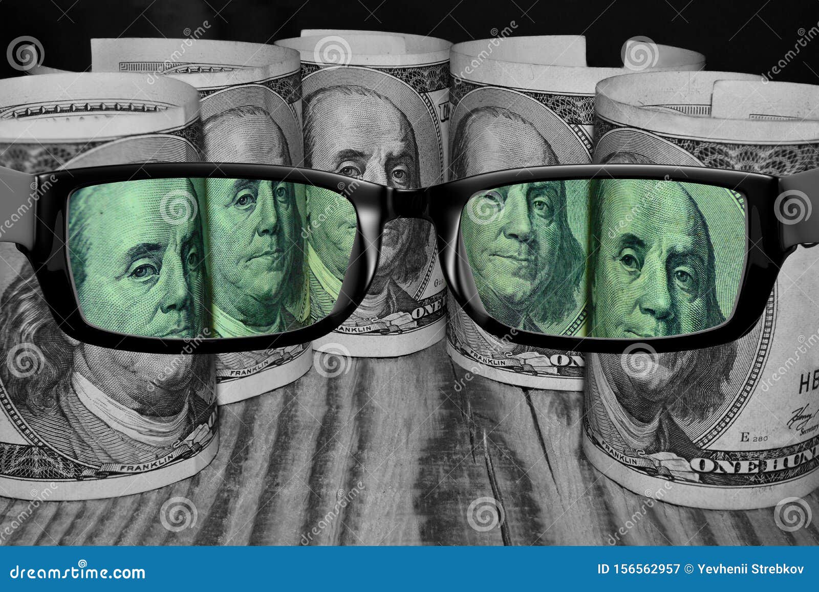View through Glasses of US Dollars Stock Image Image of business
