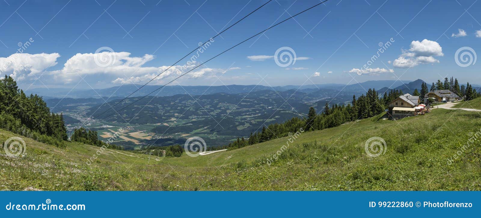 view from gondola top station on mountain petzen