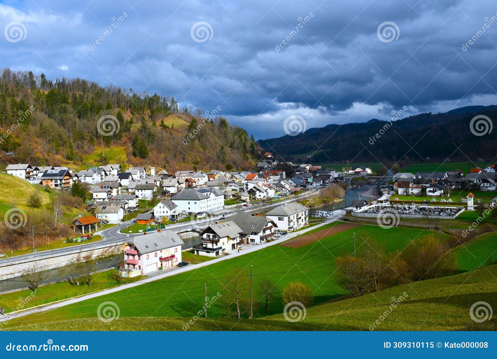view of gorenjska vas village in gorenjska, slovenia