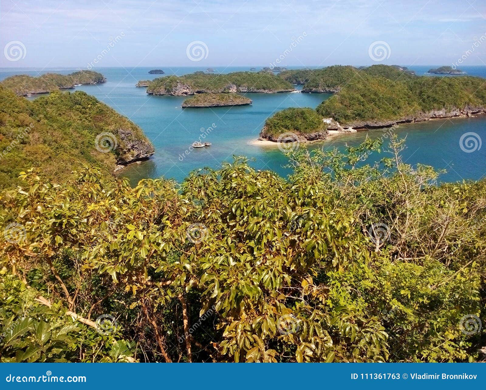 view from governor`s island viewing platform over northern part of hundreed islands archipelago, alaminos, philippinnes