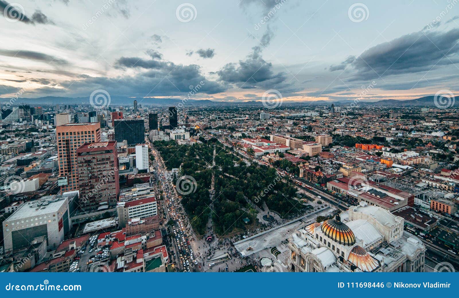 view of the green park alameda central in the city center of mexico city,
