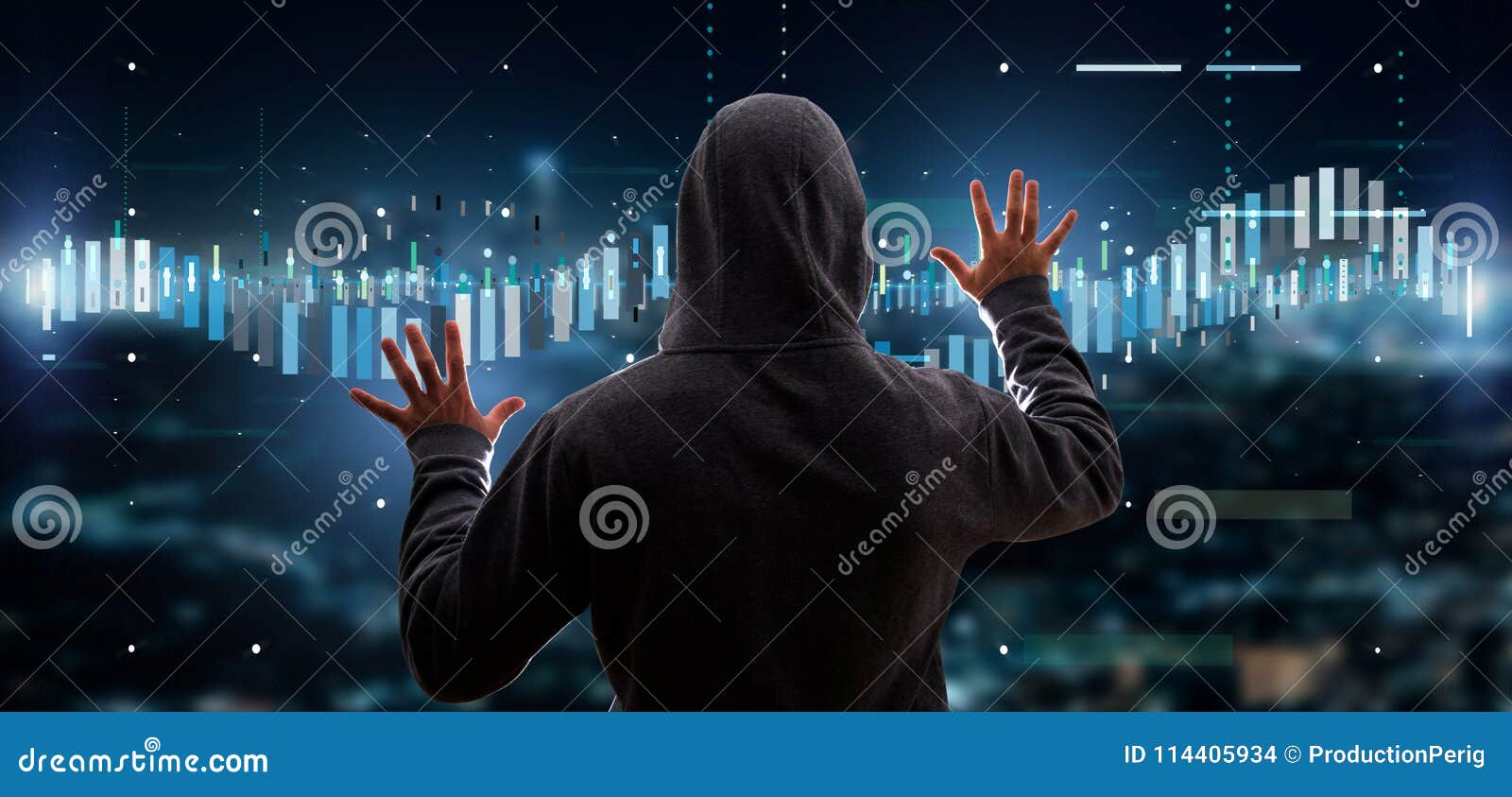 hacker activating business stock exchange trading data information