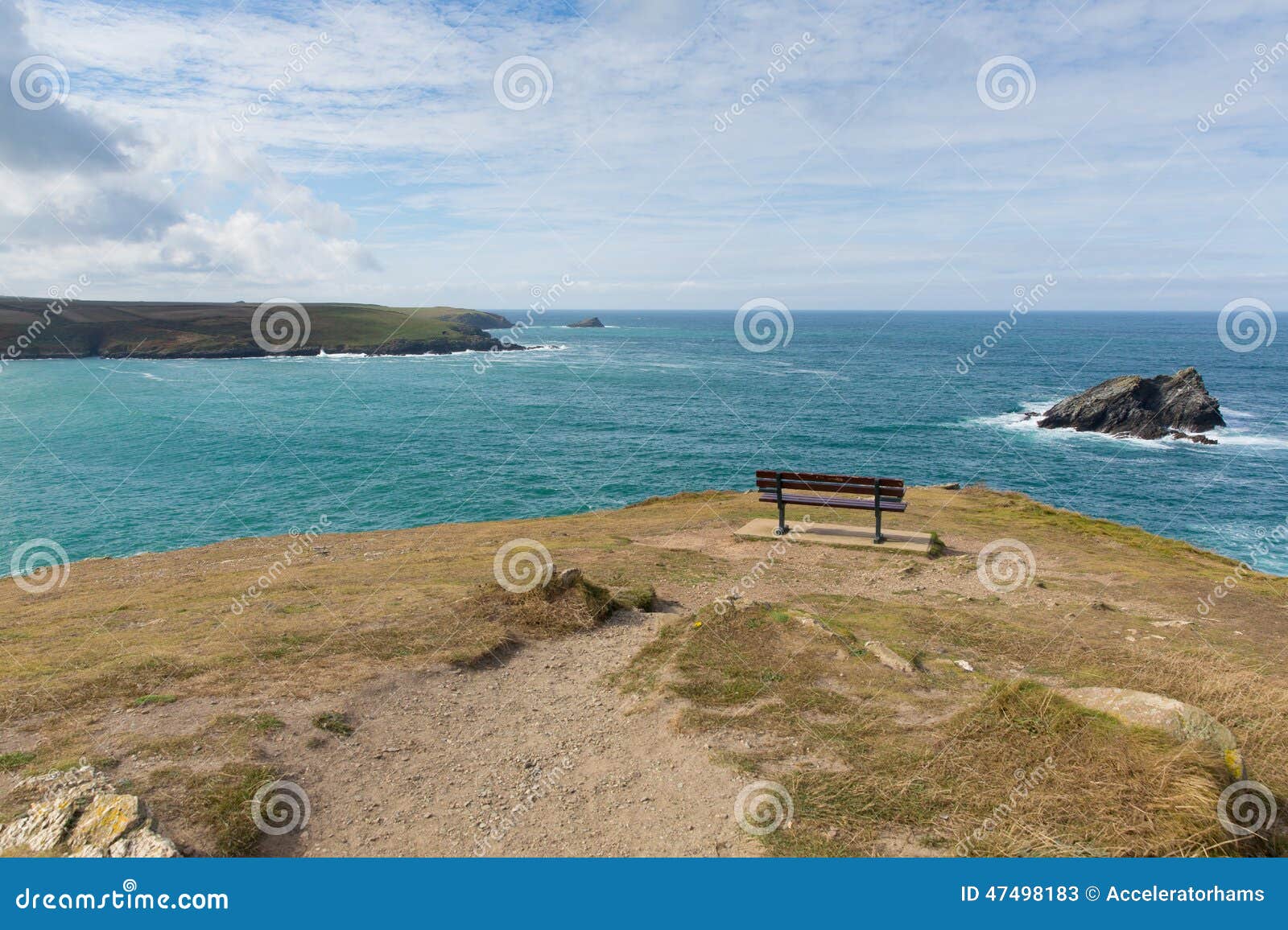 View from headland at Pentire Newquay Cornwall England UK by Crantock Bay with blue sea