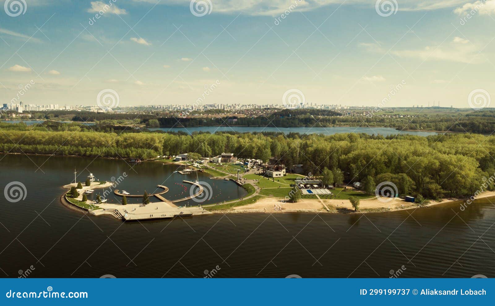 view from the height of the yacht club on the minsk sea or the zaslavsky reservoir near minsk. belarus