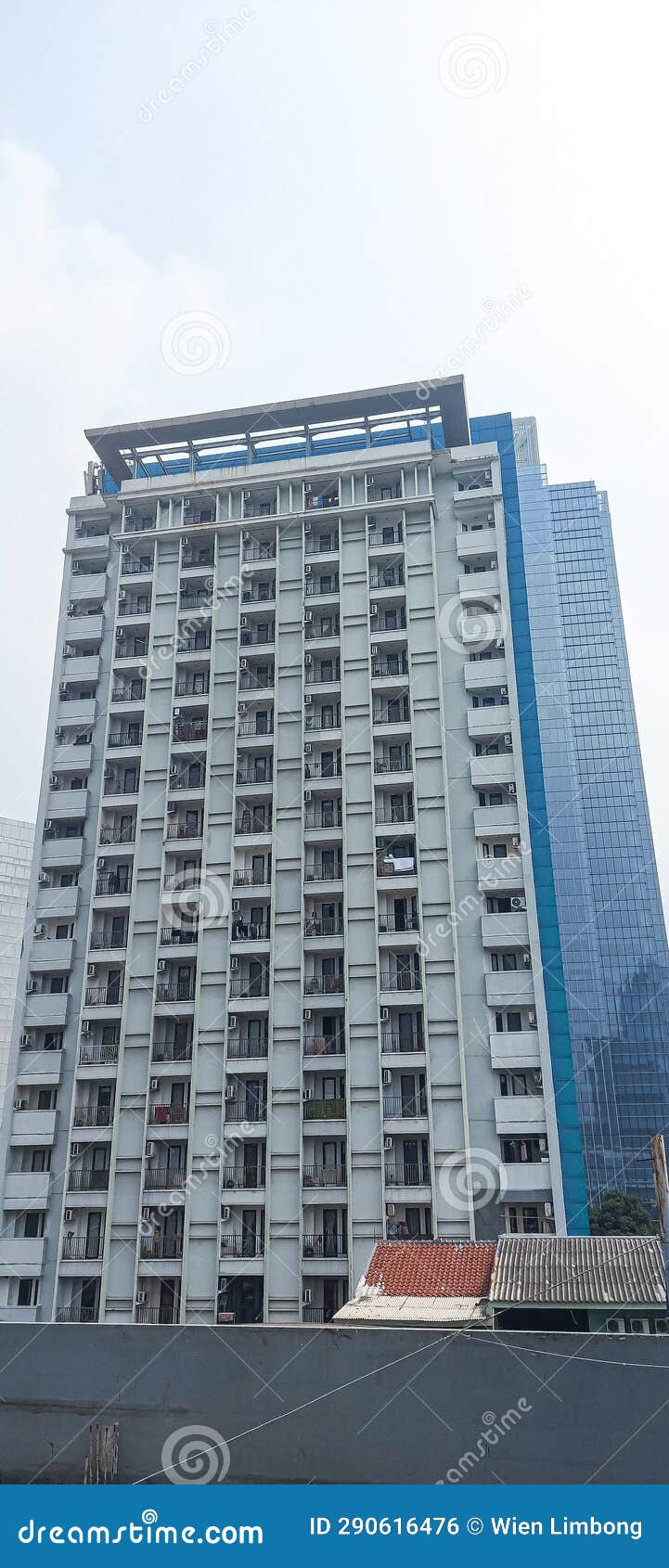 the view of high building in the big city and modern with unique architecture