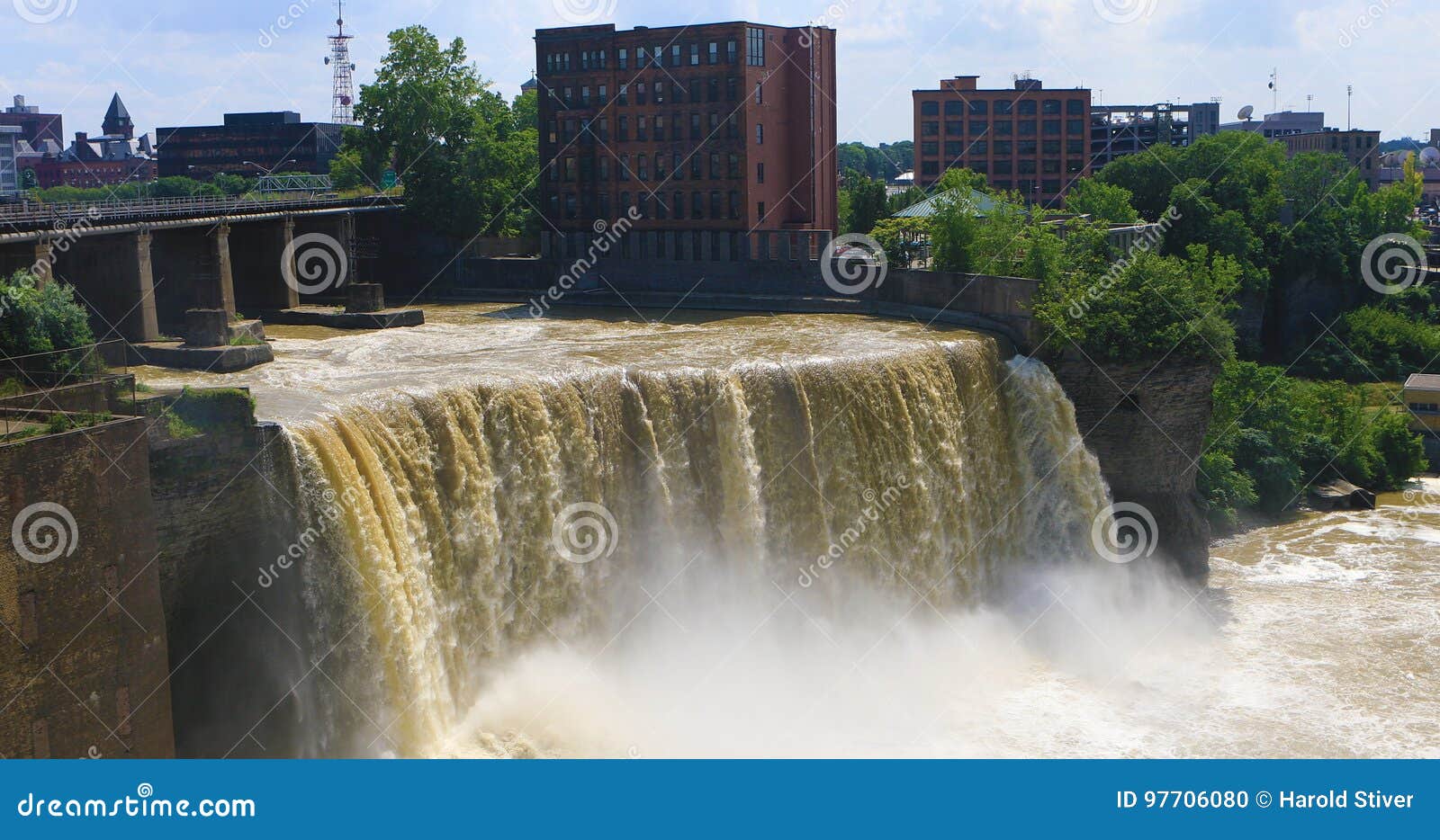 View of the High Falls at Rochester, New York Stock Photo Image of