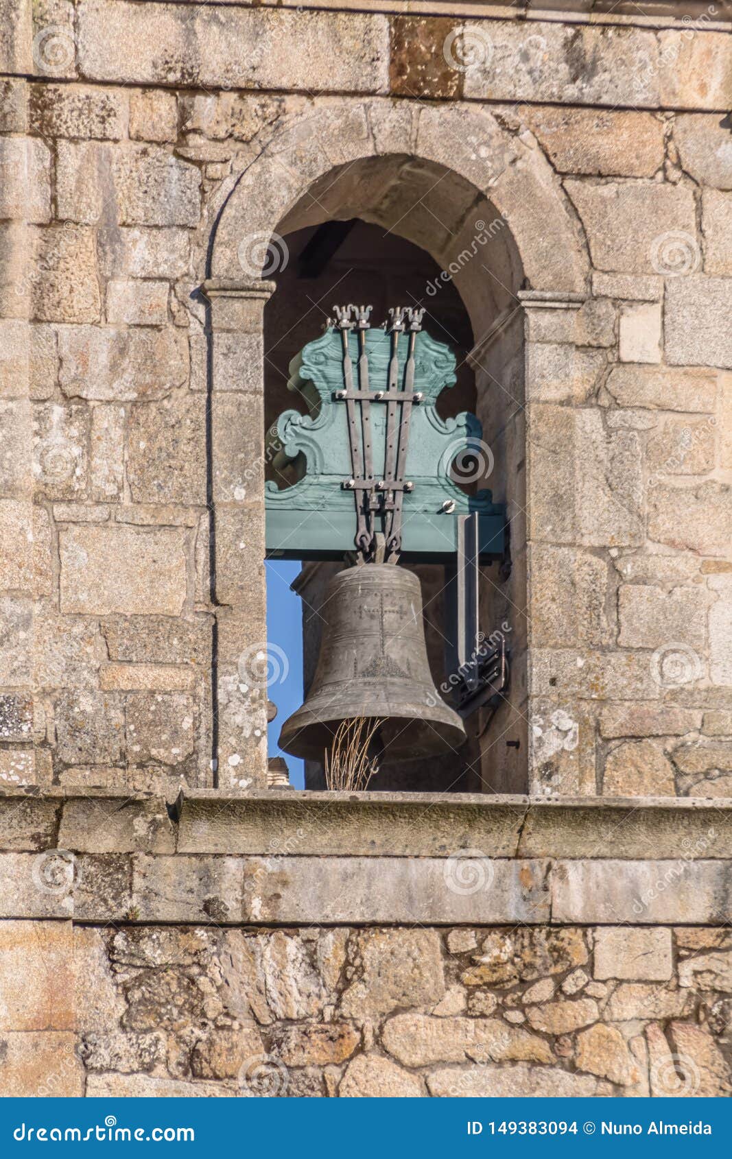 view of historic building in ruins, convent of st. joao of tarouca, detail of the bell on convent of cister