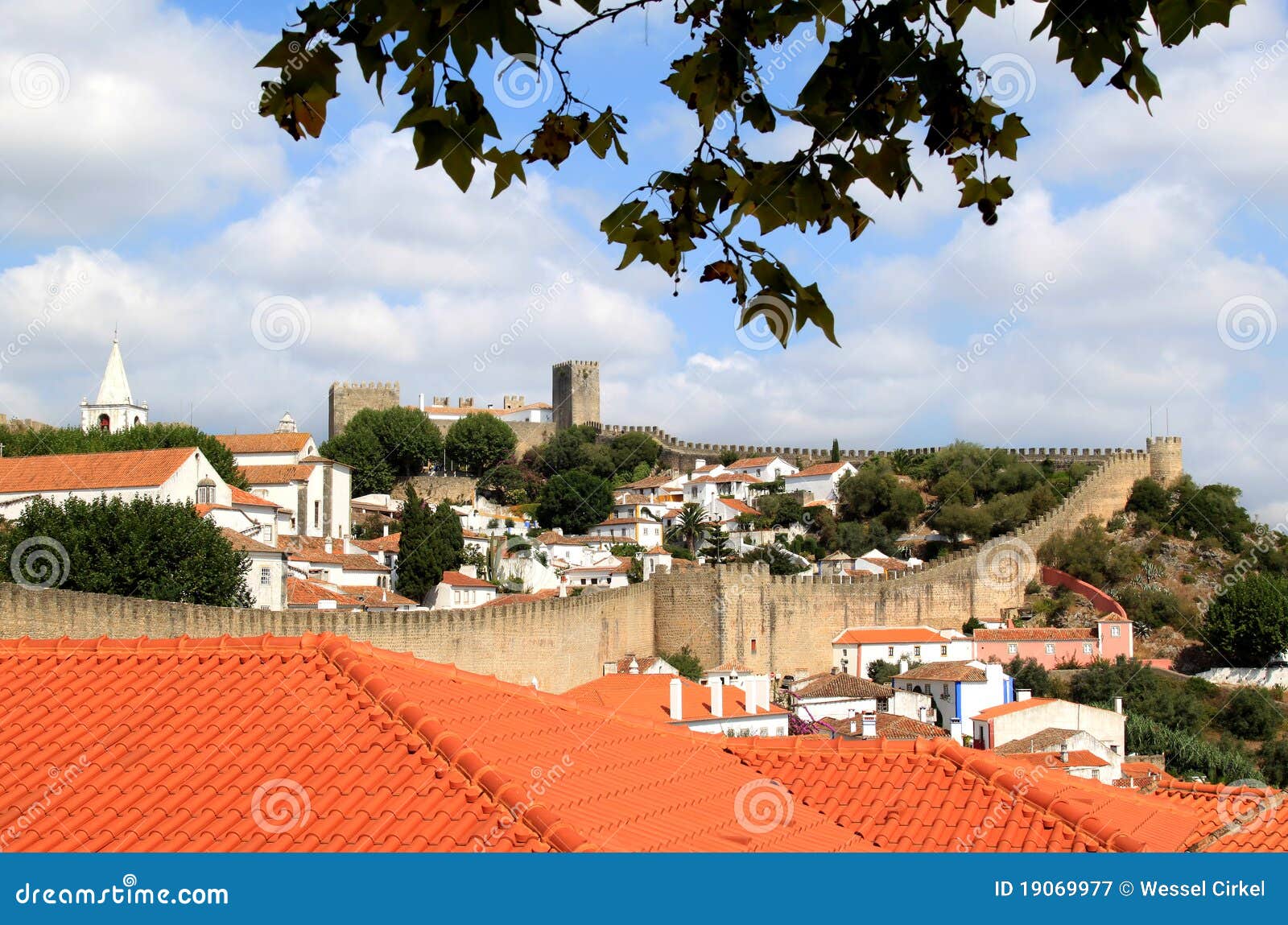 view of the historical fortress obidos, portugal