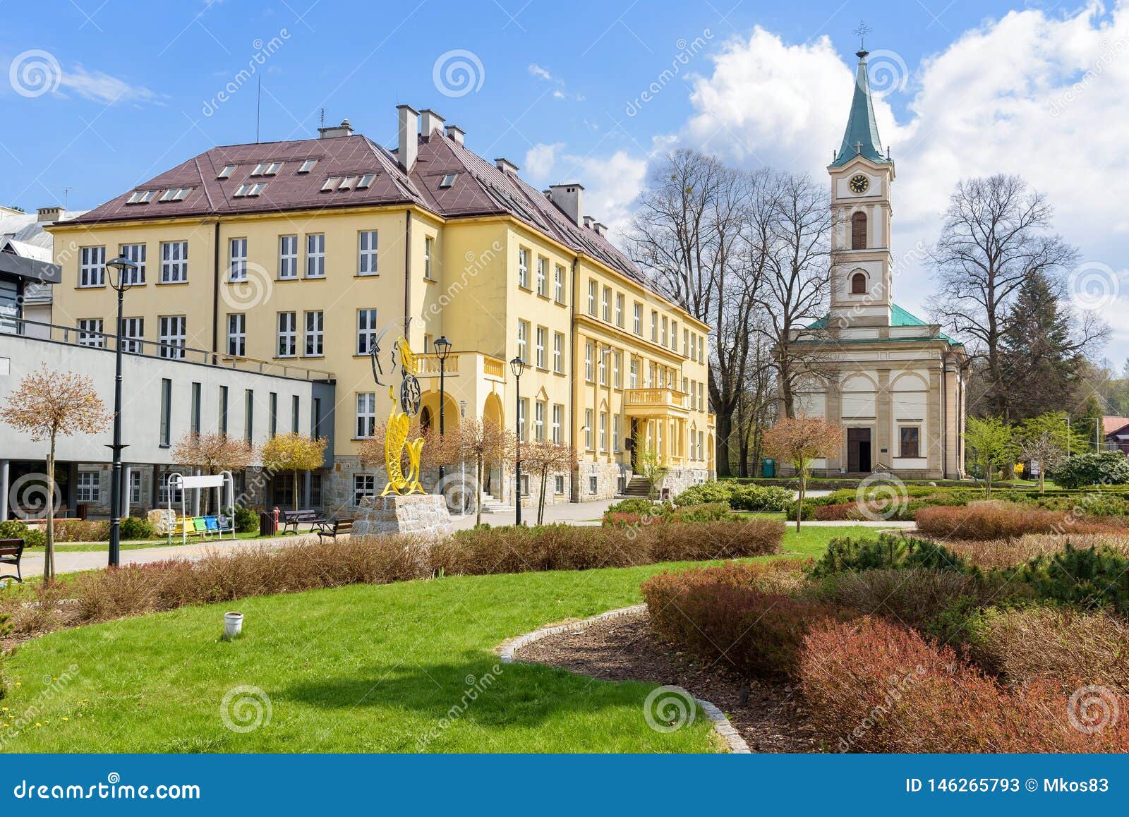 view of hoff square in wisla in poland