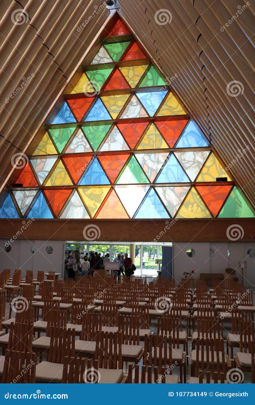 Modern Stained Glass Window, Cardboard Cathedral Editorial Stock Image