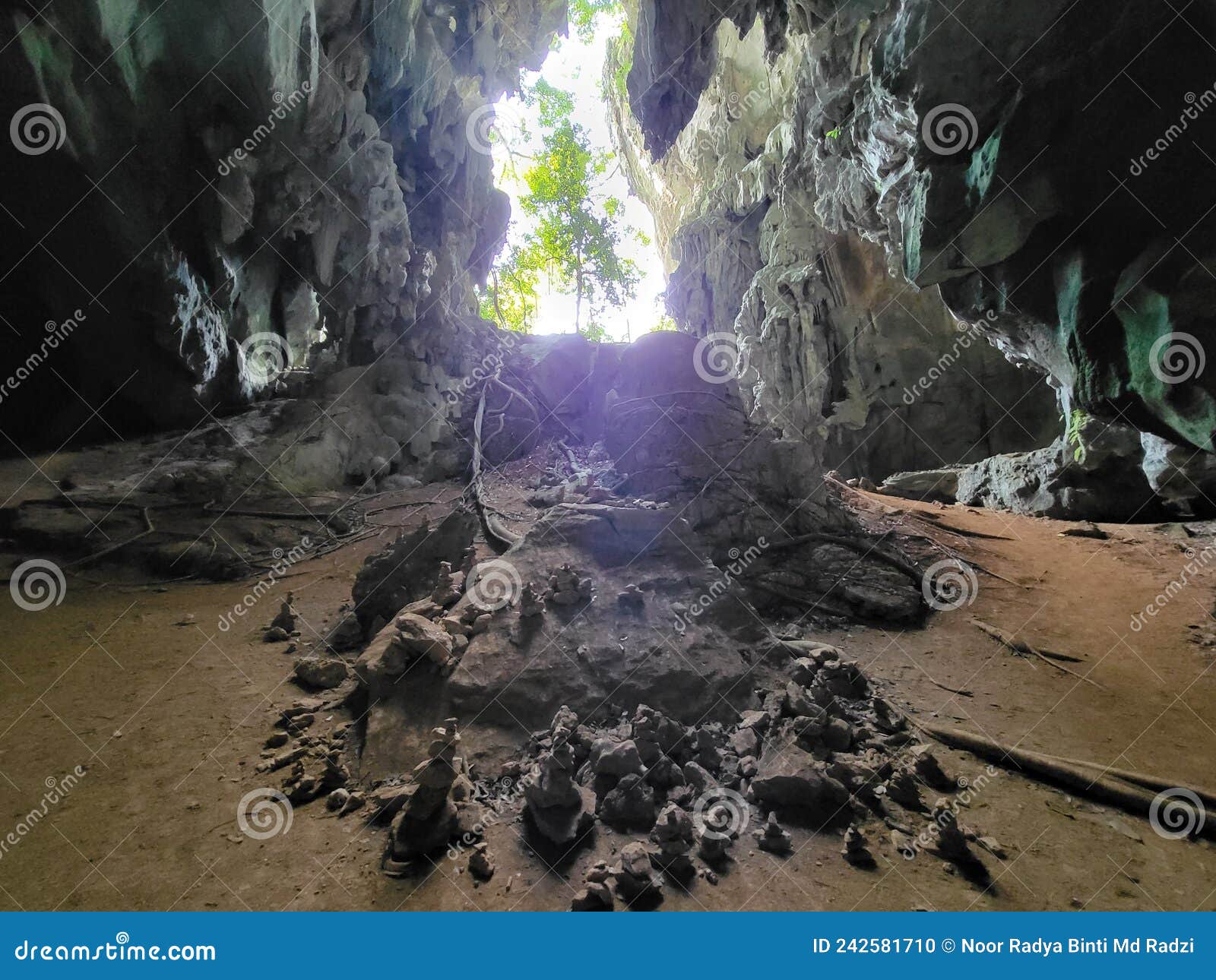 view inside gua pagar in dabong, kelantan, malaysia.