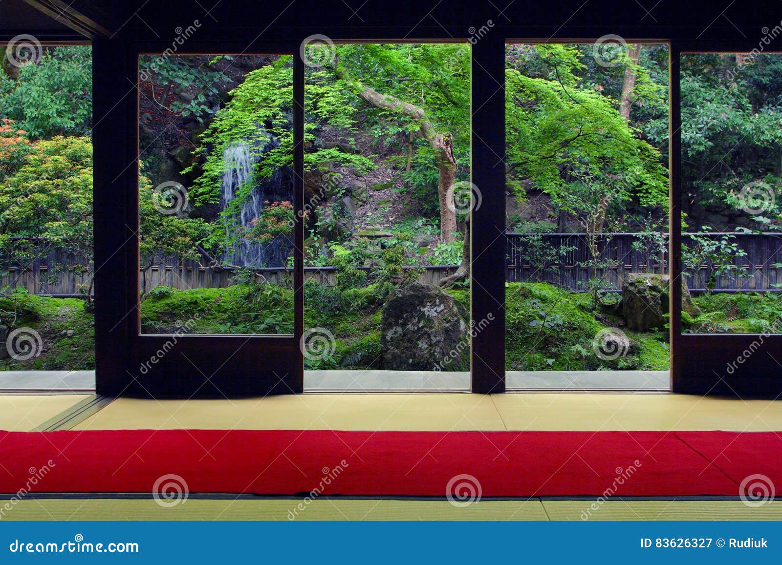 View From Inside On A Japanese Garden In Kyoto Stock Image