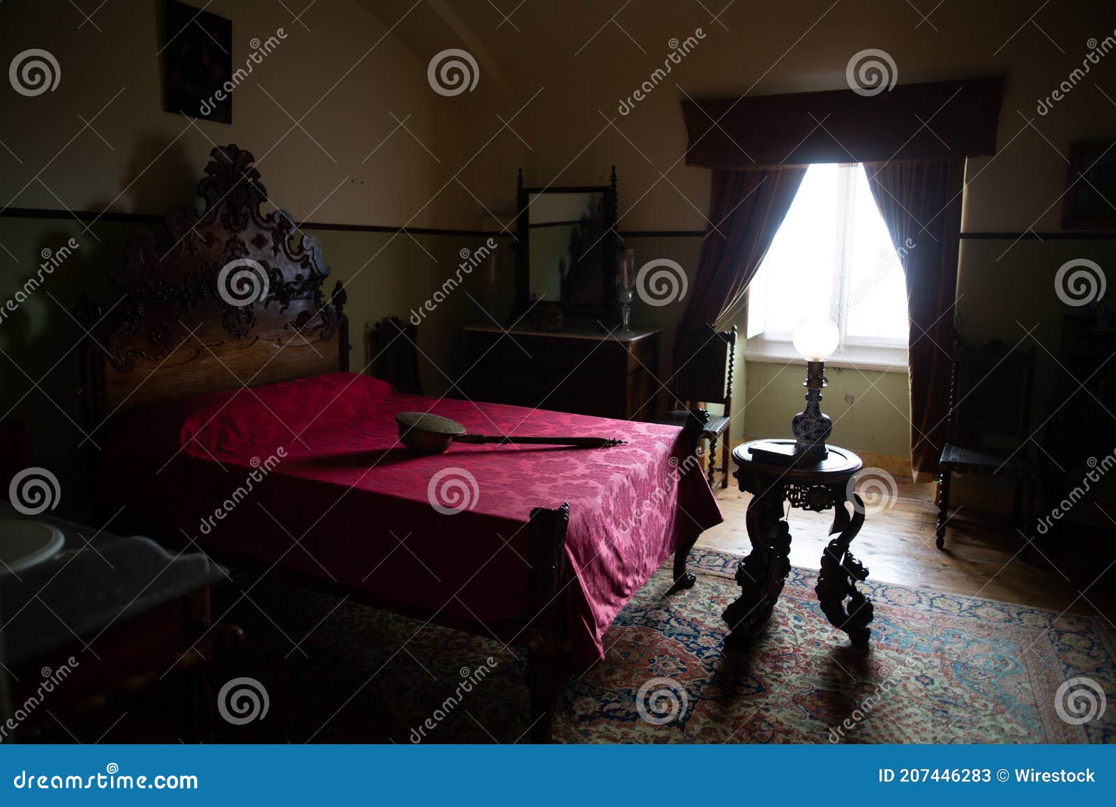 View inside an old bedroom stock image. Image of house 207446283