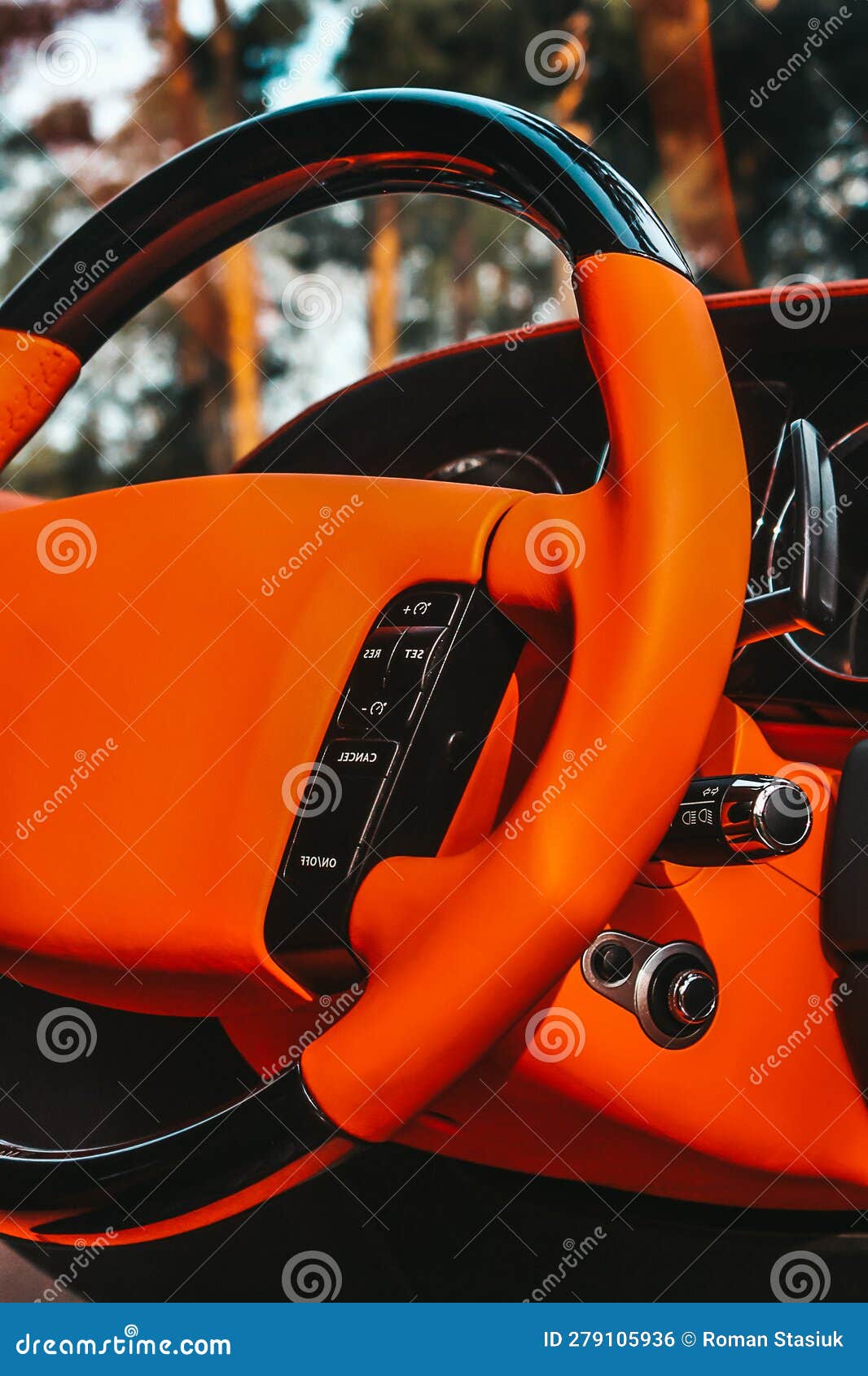 View of the Interior of a Modern Automobile Showing the Dashboard