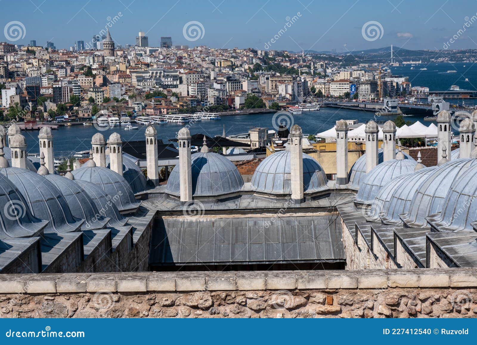 view of istanbul and the bosphorus strait from sÃÂ¼leymaniye camii mosque
