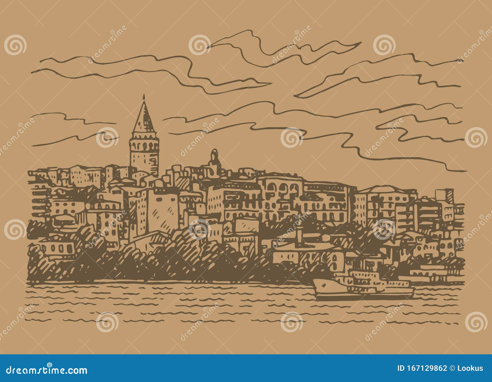 galata tower. istanbul, turkey. graphic 