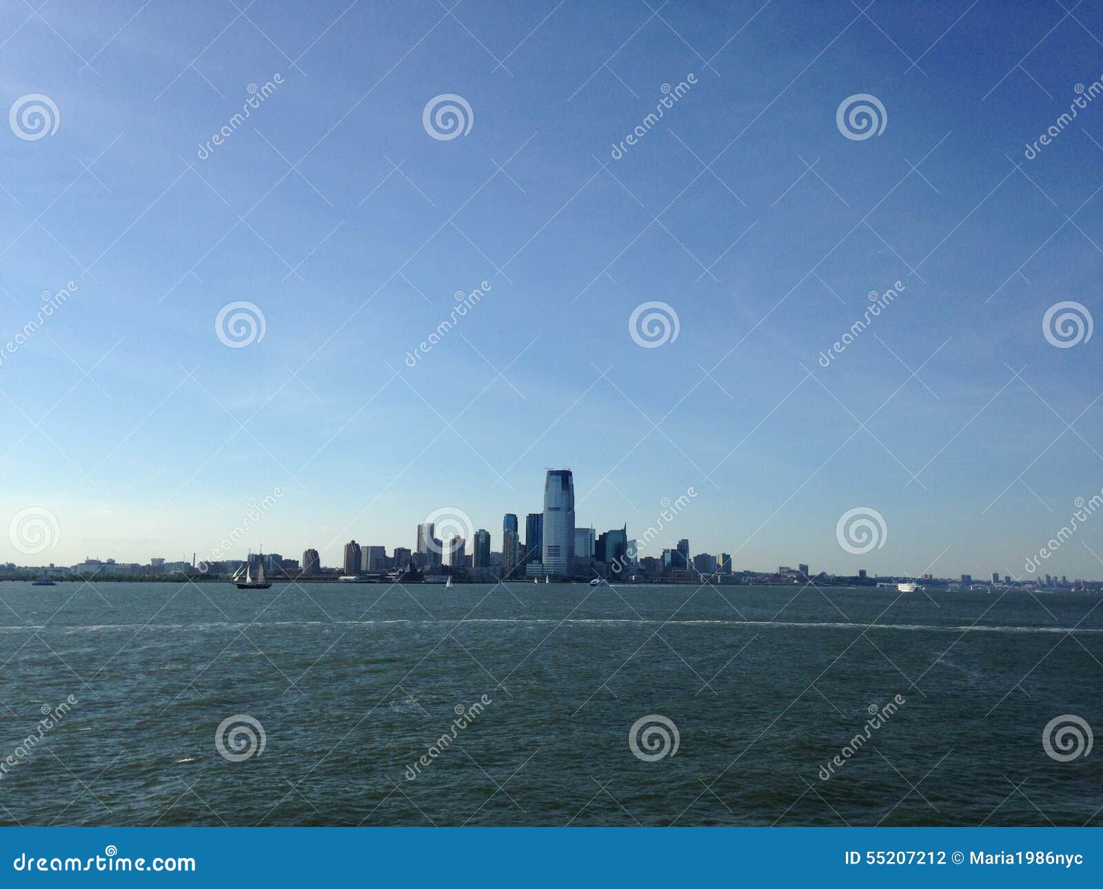 View of Jersey City from the Ocean. Stock Photo Image of path, place 55207212