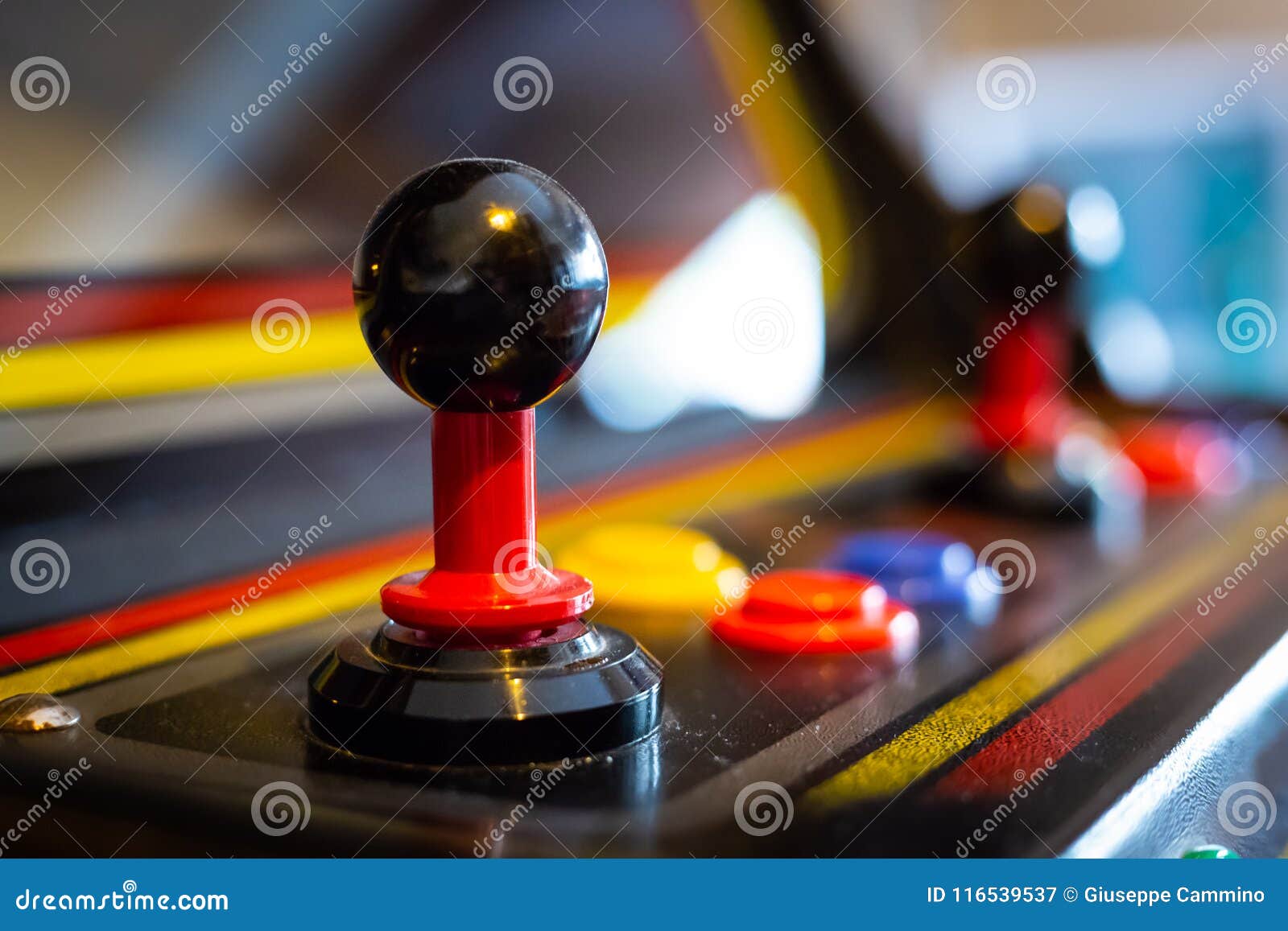 Joystick of a Vintage Arcade Videogame CoinOp Stock Image Image of