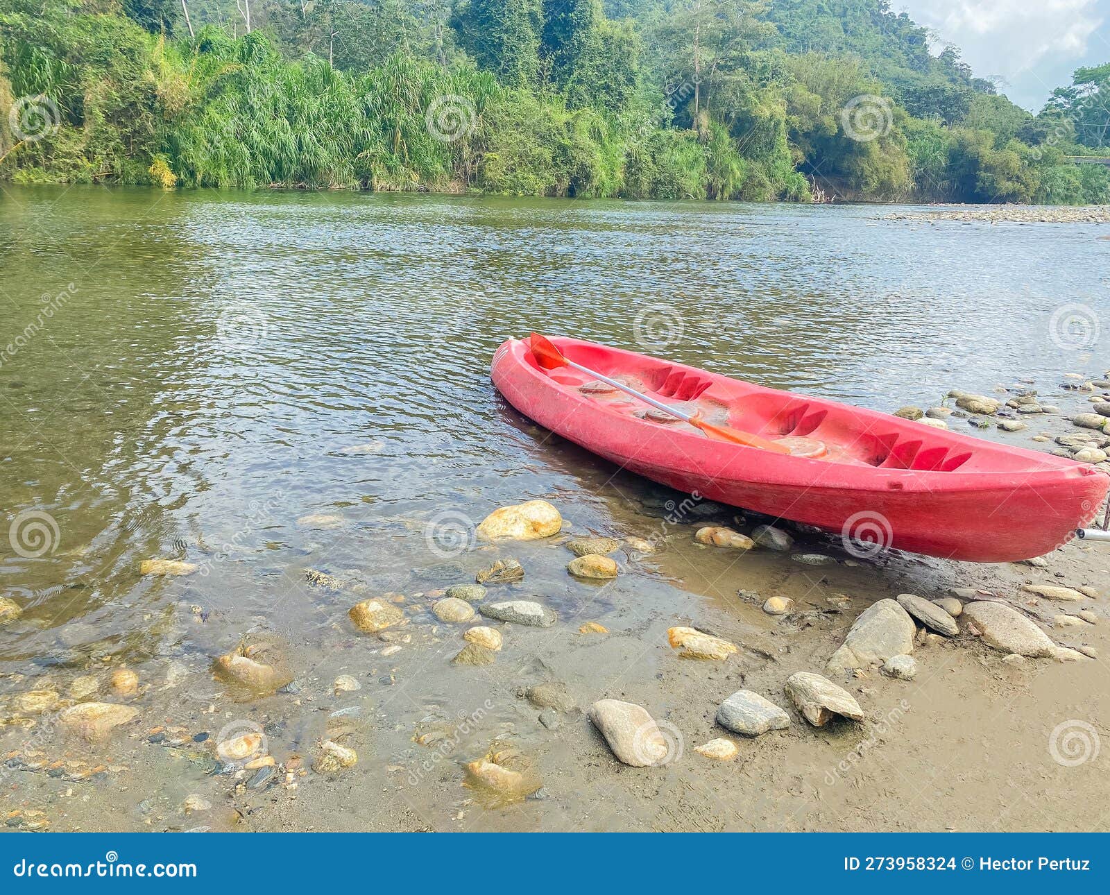 view of a kayak parked on the river