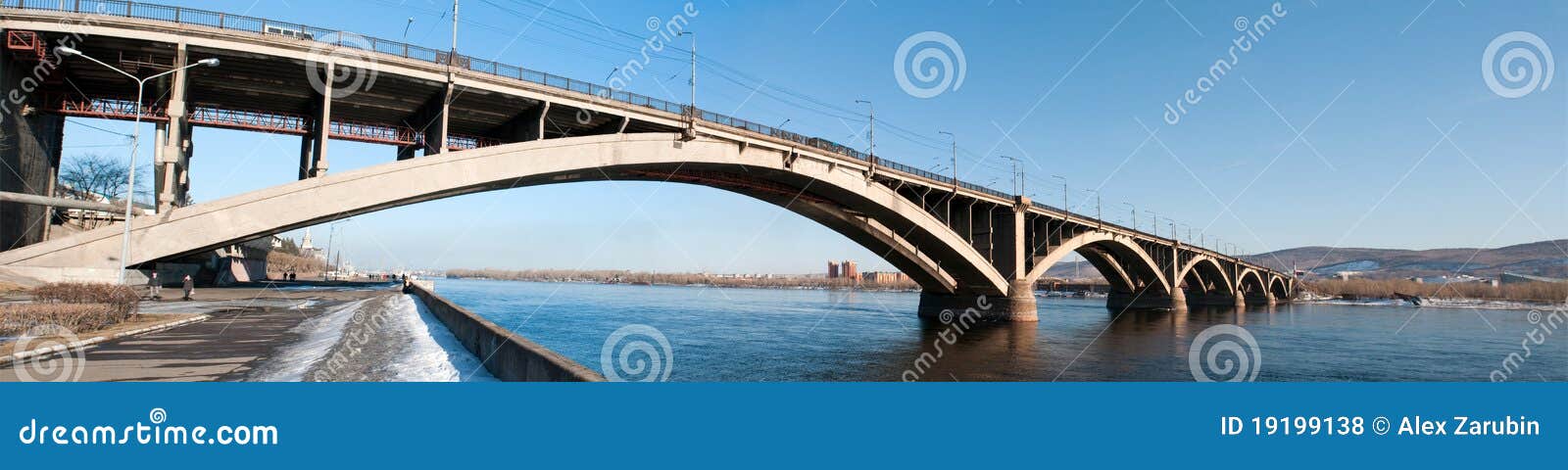 view on krasnoyarsk and bridge over the river