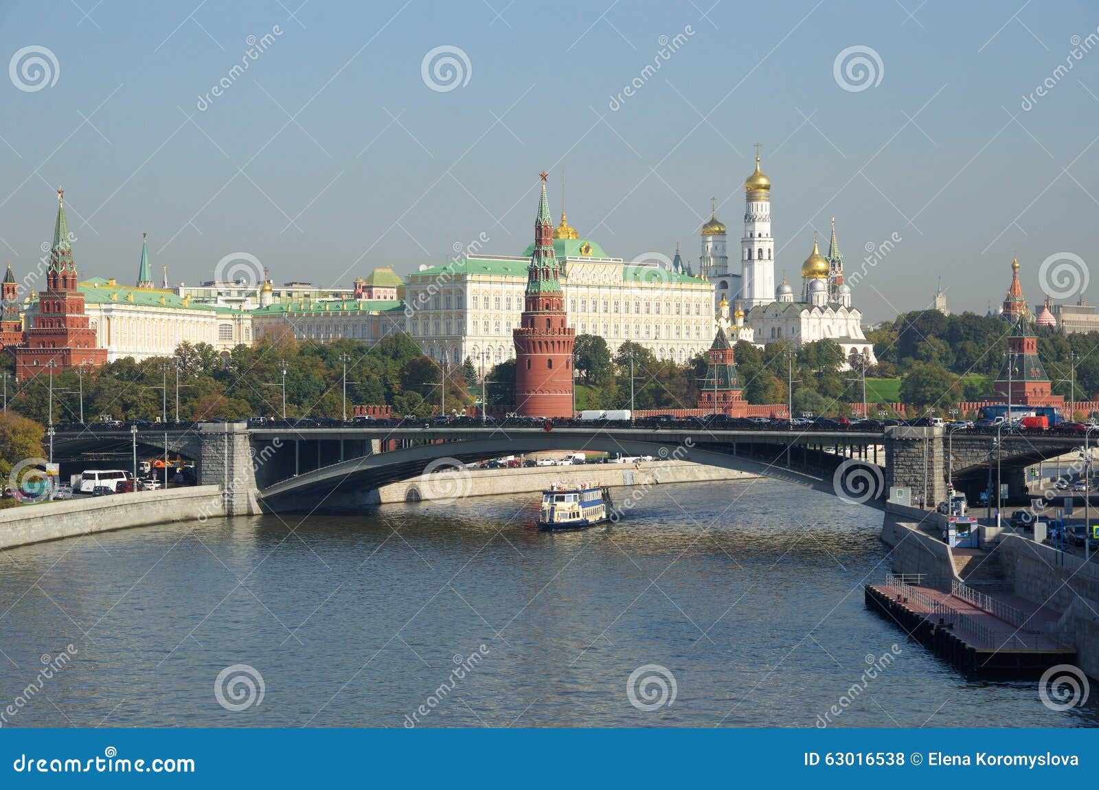 View of the Kremlin and Big Stone Bridge, Moscow, Russia Stock Photo
