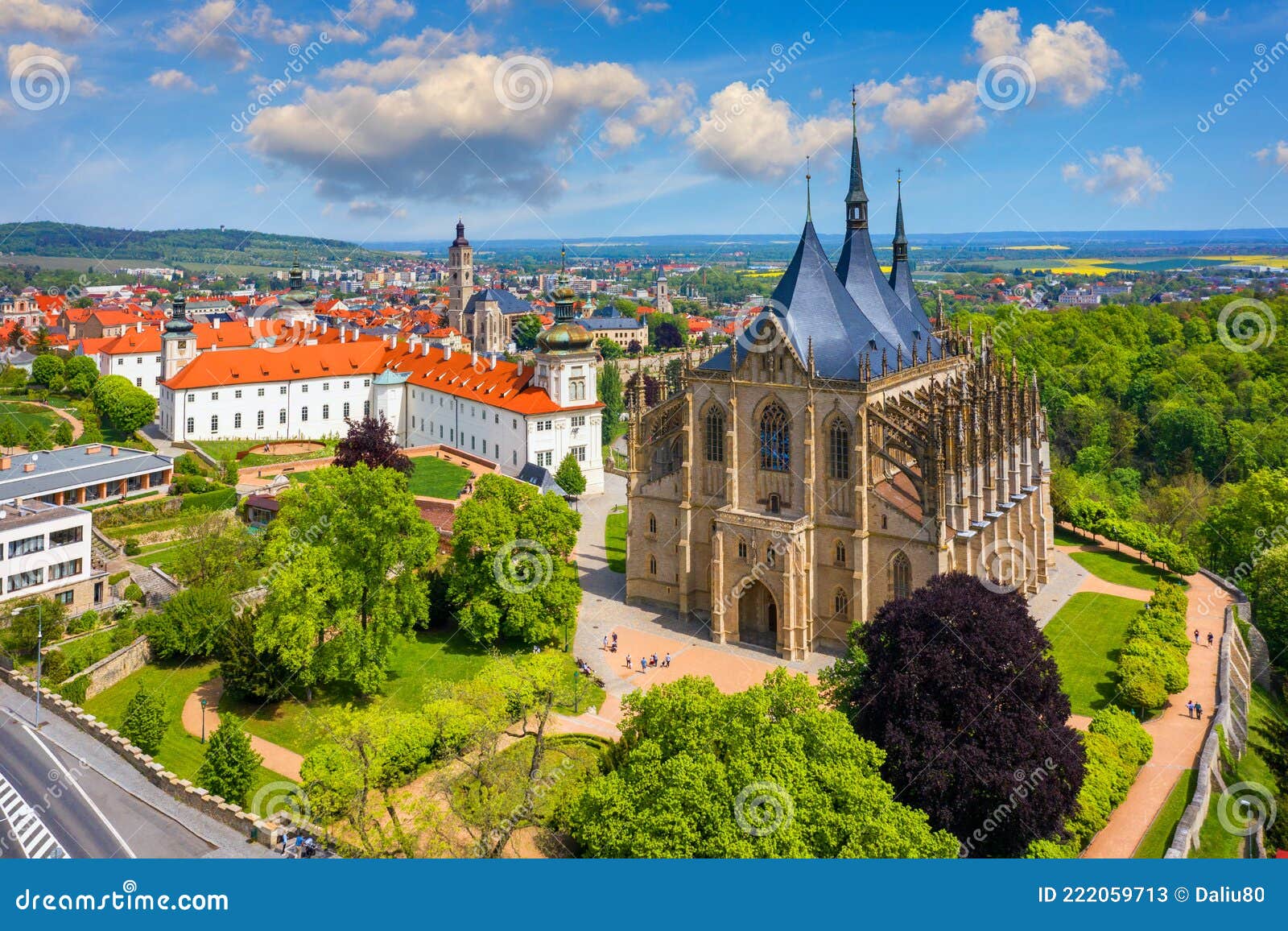 view of kutna hora with saint barbara`s church that is a unesco world heritage site, czech republic. historic center of kutna hor