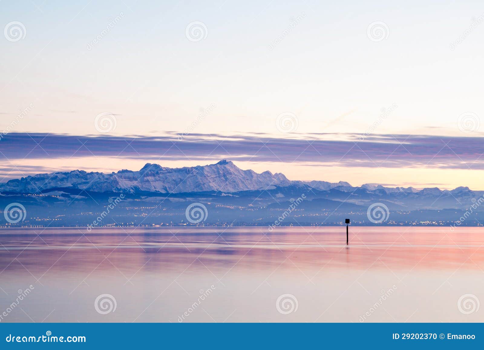 view from lake constance to mountains