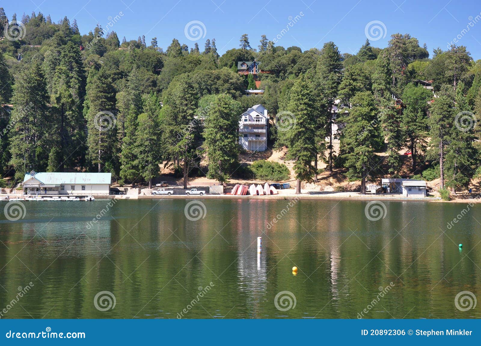 View of Lake Gregory stock photo. Image of boating, inspirational