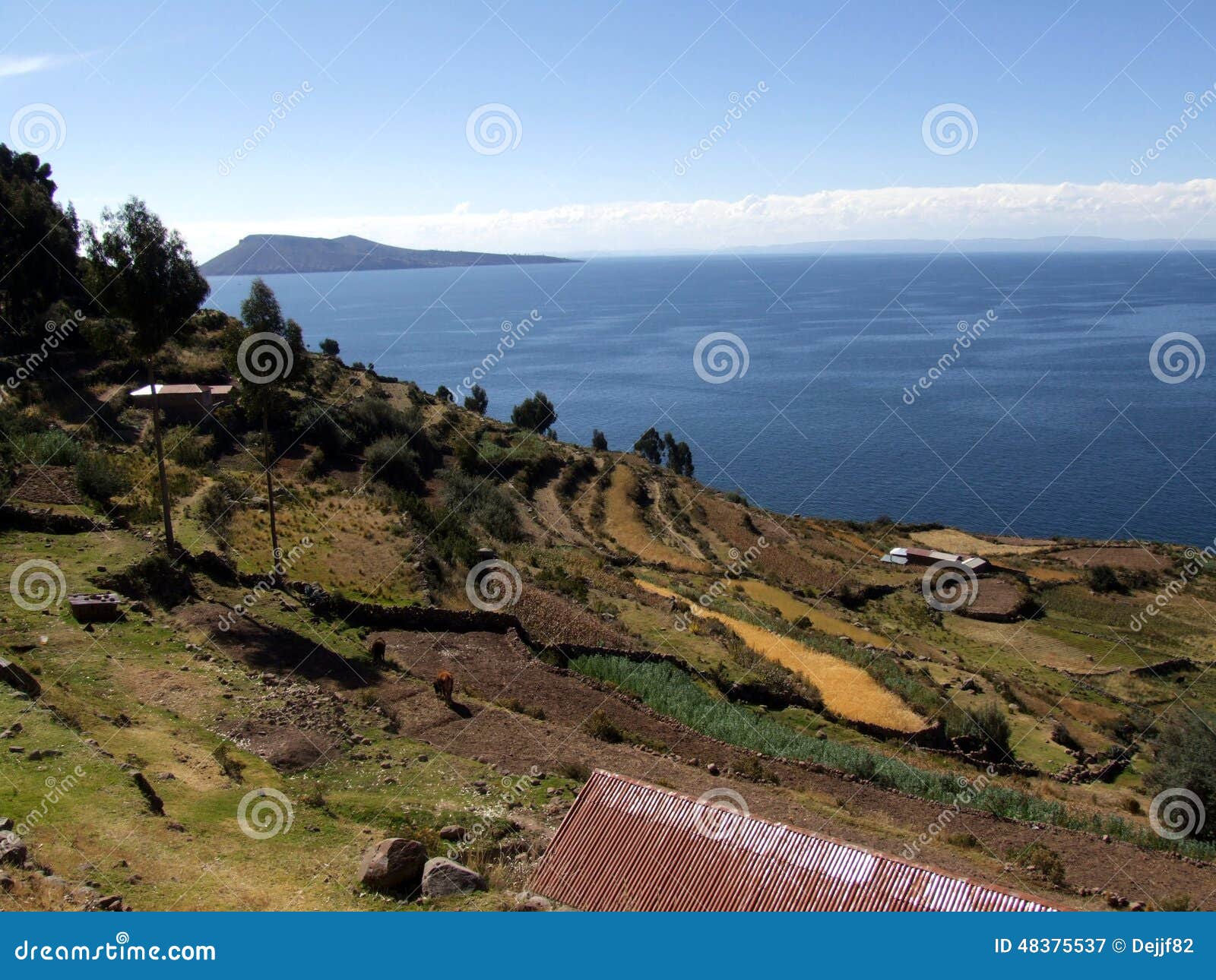 view of the lake titicaca from taquile island
