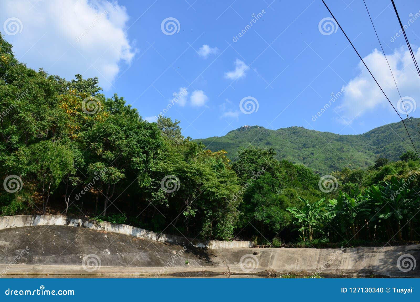 view landscape and khao wong phrachan mountain with build big buddha statue