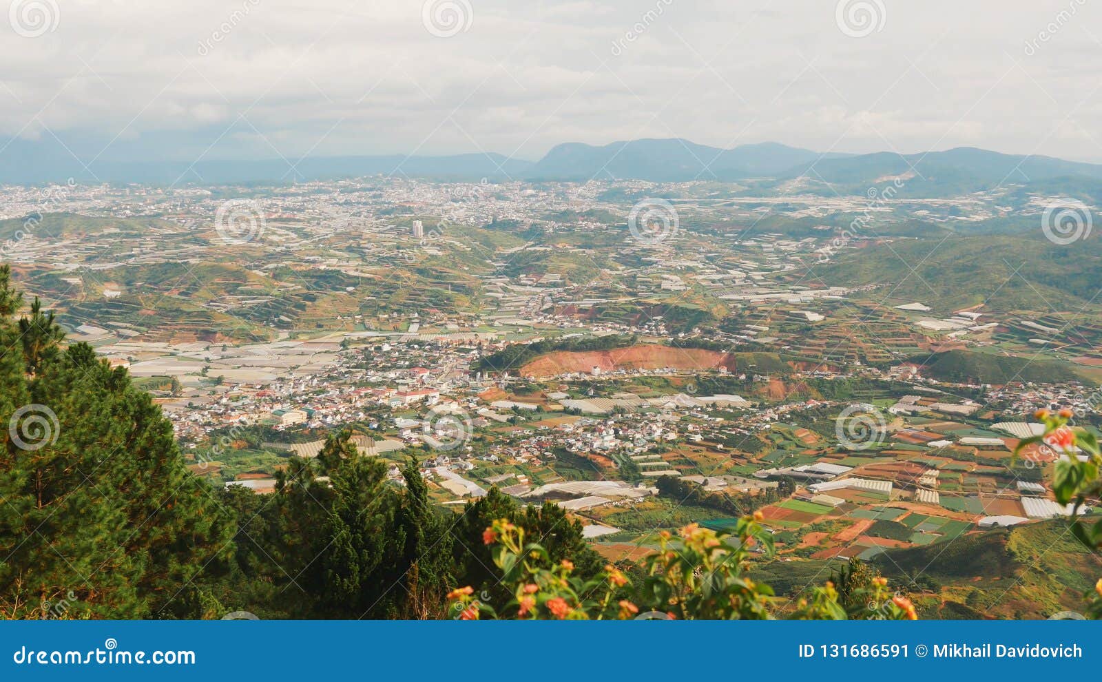 view from lang biang mountain. landscape at mount langbiang, place of excursions, central highlands near dalat, vietnam