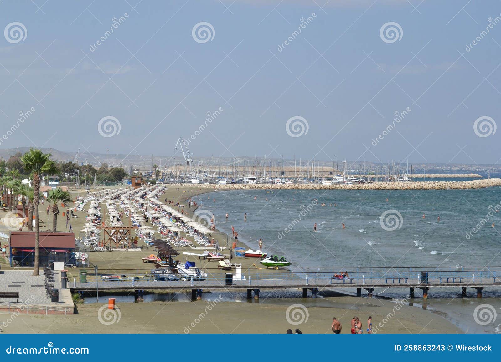 View of the Larnaca Beach Strip in the Summertime. Editorial Stock