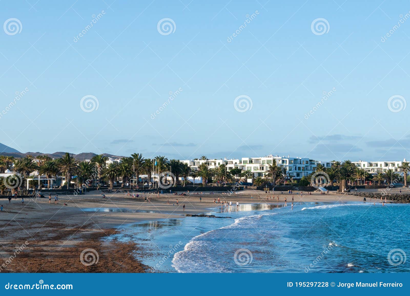 view of las cucharas beach in costa teguise, lanzarote