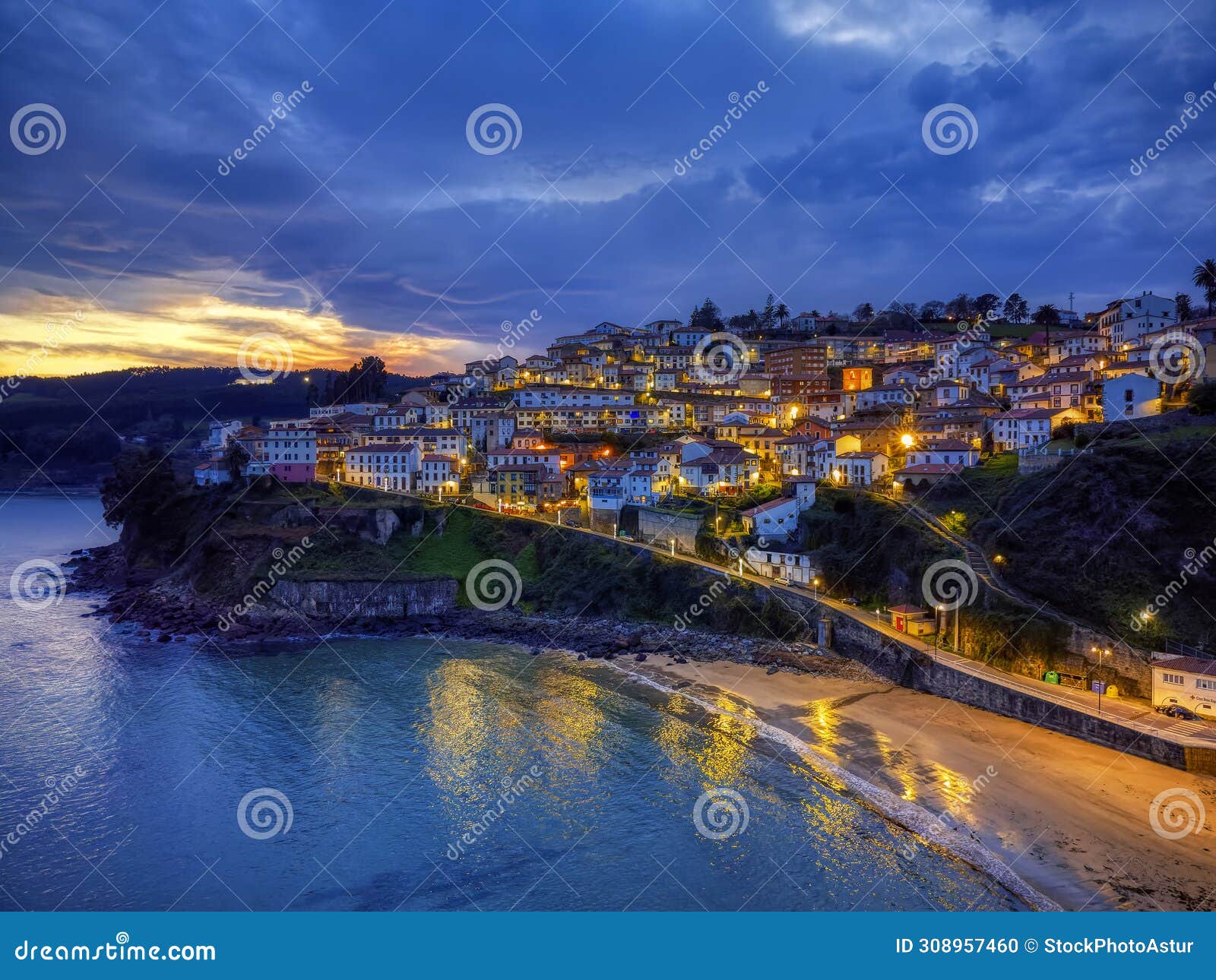 view of lastres, one of the most beautiful villages of cantabrian coast