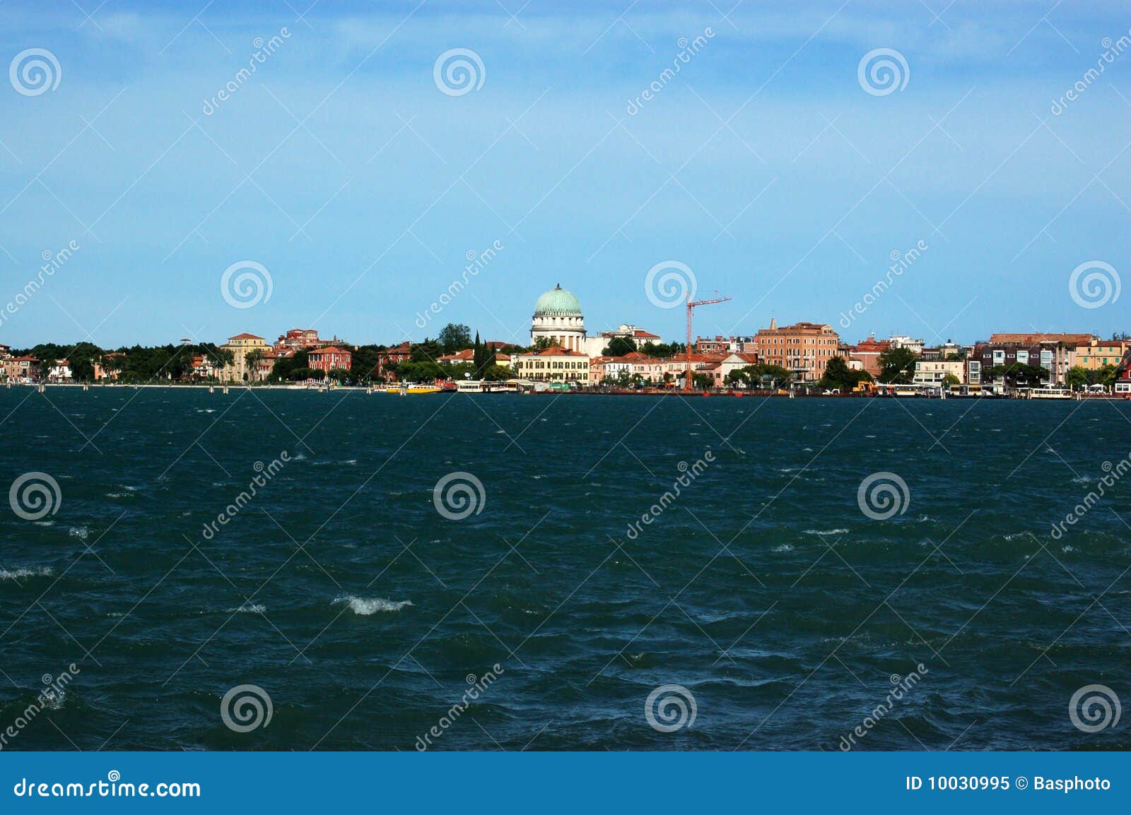 view of lido from san servolo, venice