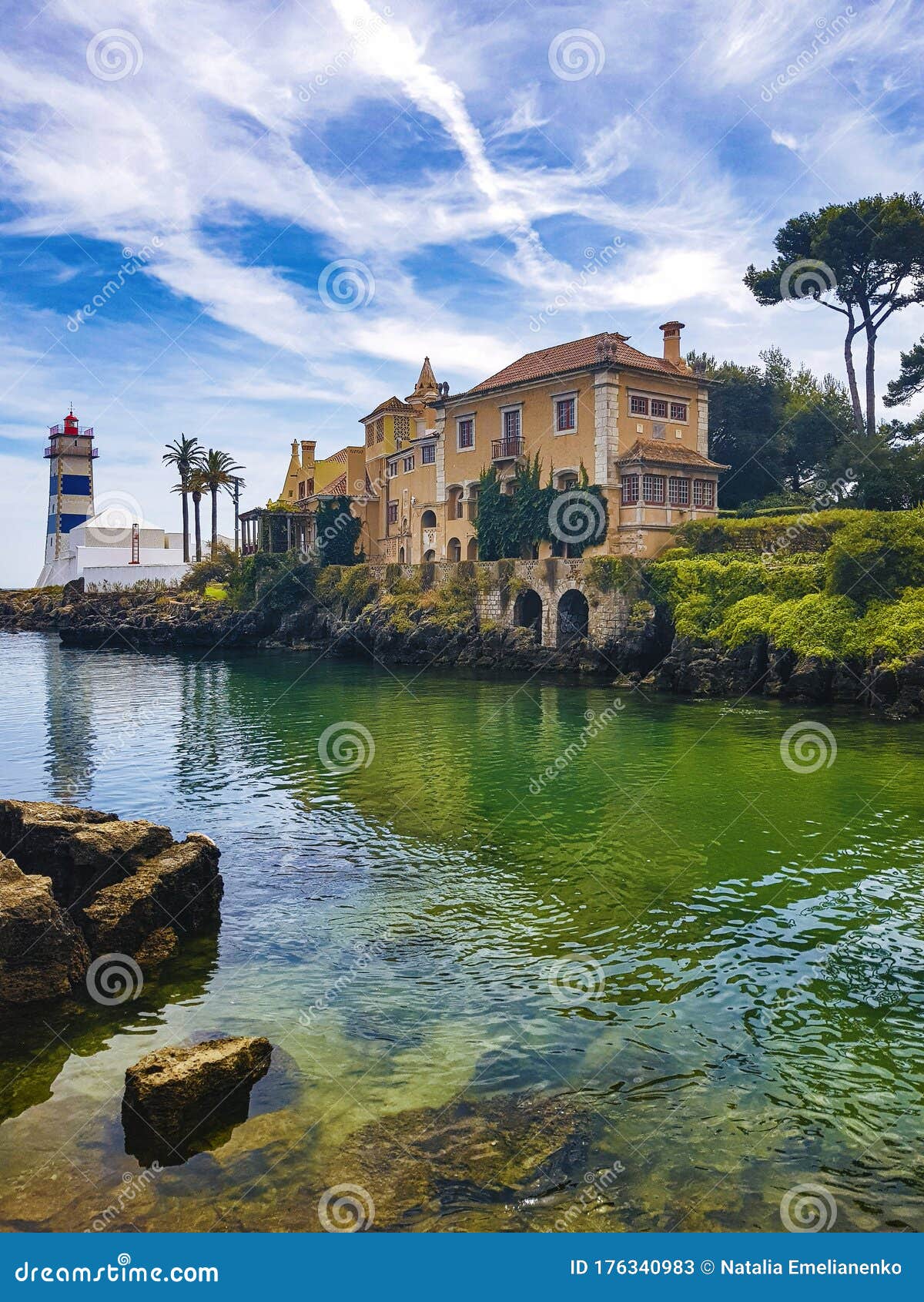 view of the lighthouse anl old buildings