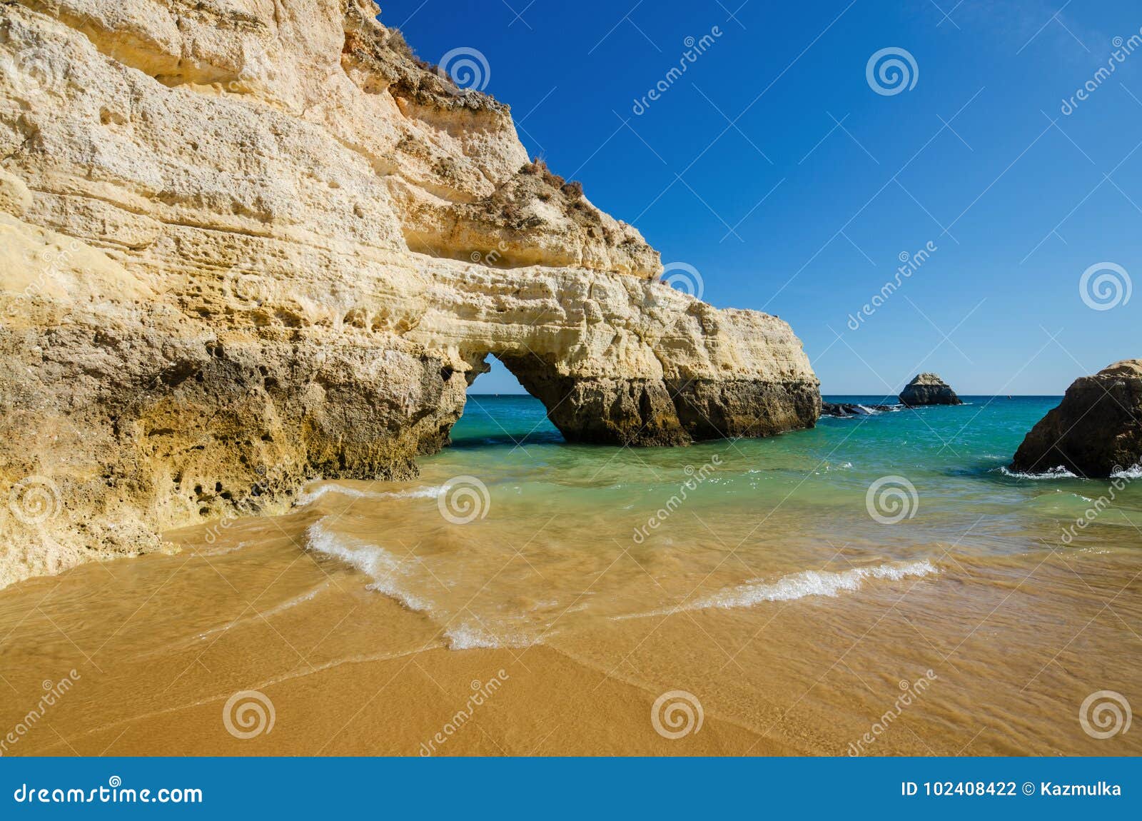 View Of Limestone Cliffs Of The Three Castles Beach In ...