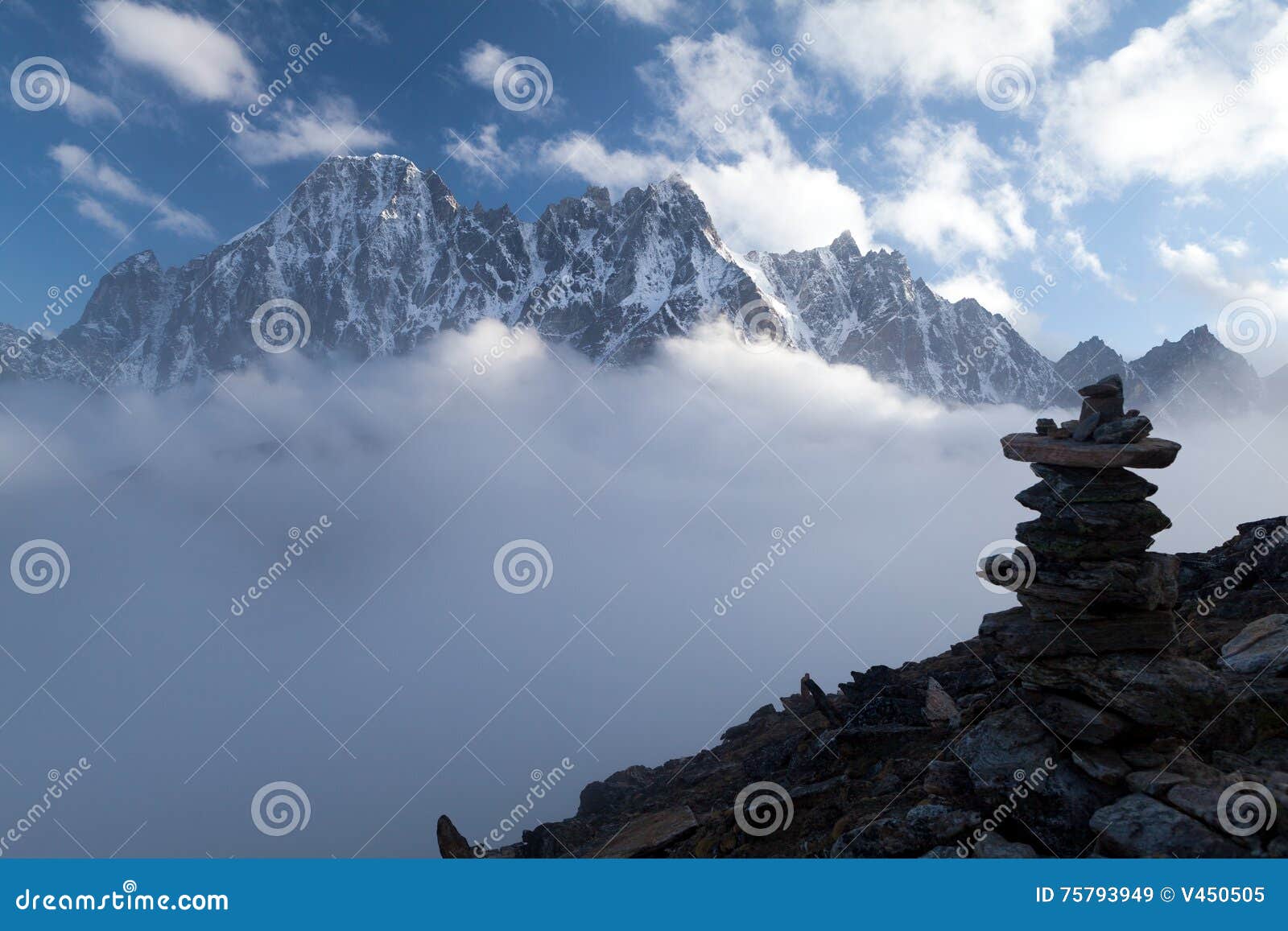 view of lobuche peak from kala patthar, solu khumbu, nepal