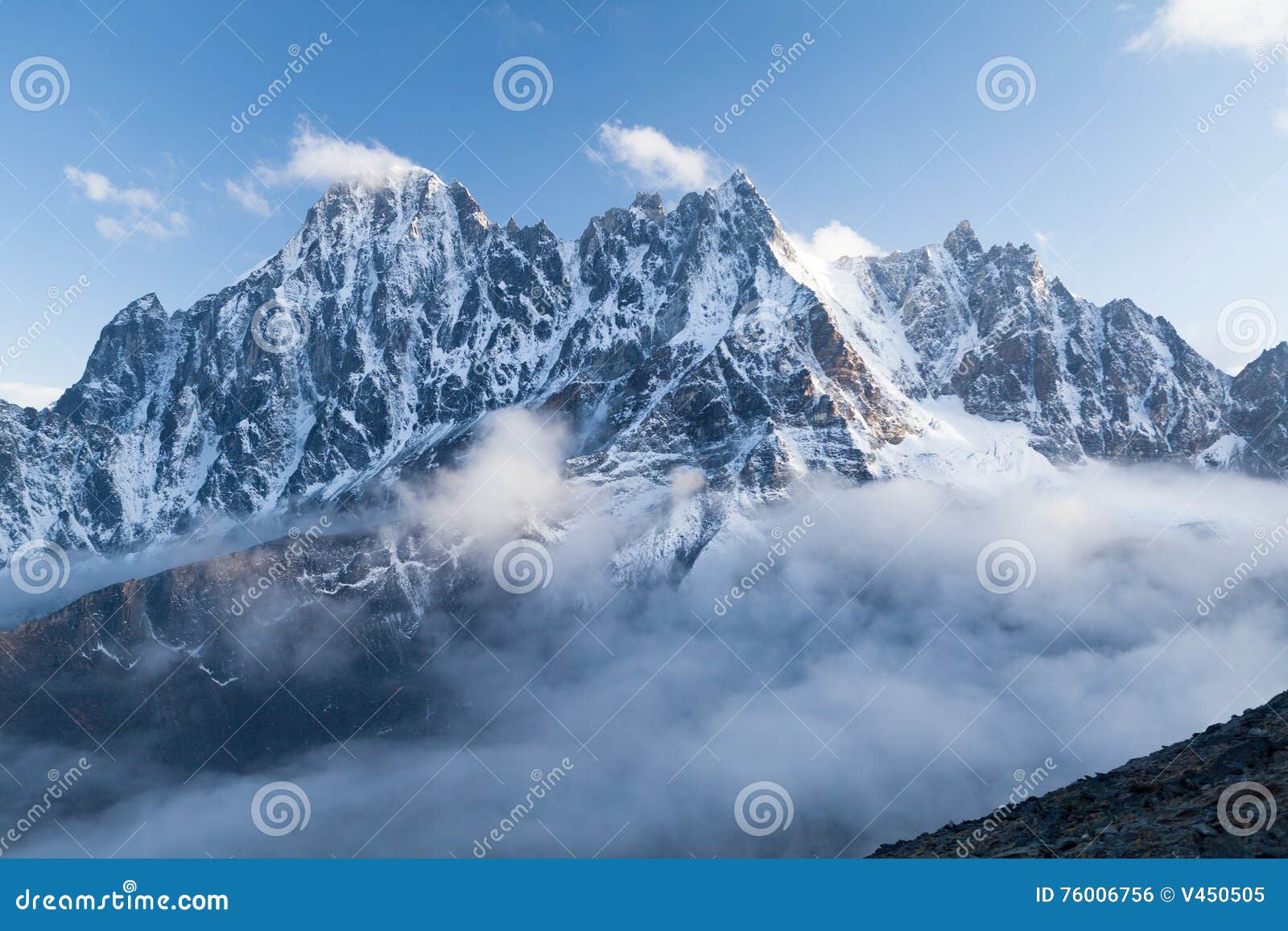 view of lobuche peak from kala patthar, solu khumbu, nepal