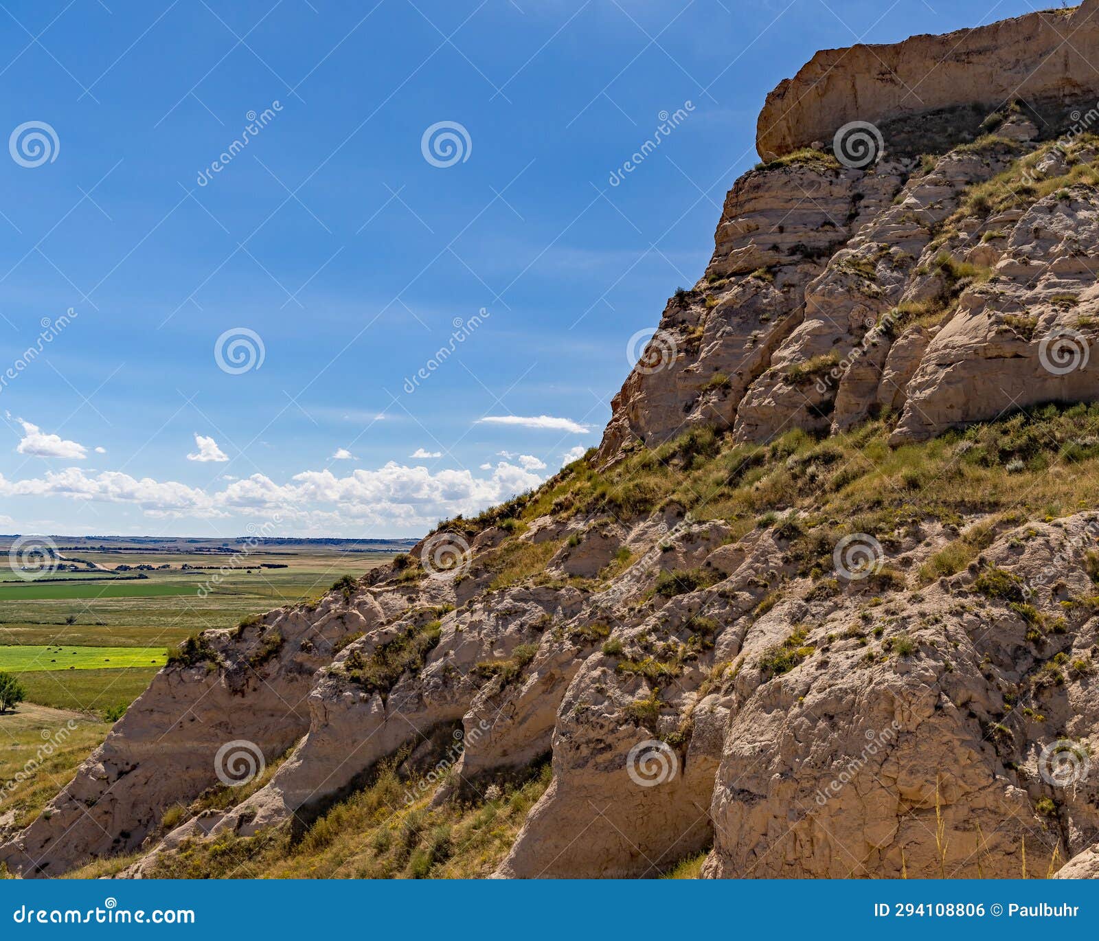 view looking south across the nebraska plains from courthouse rock