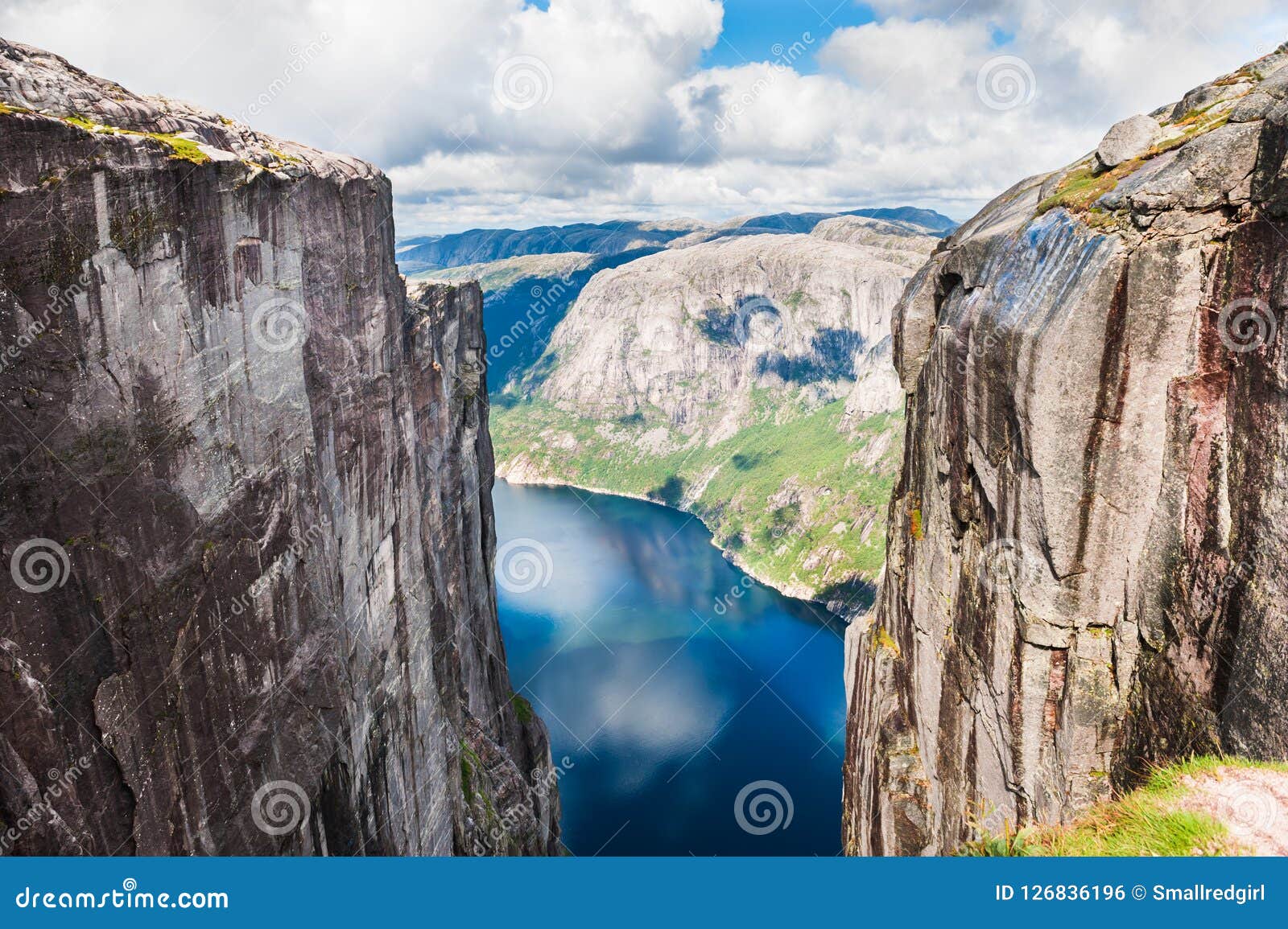 View Of Lysefjord And Kjerag Mountain Landmark In Norway Stock Photo Image Of Amazing Norwegian 126836196