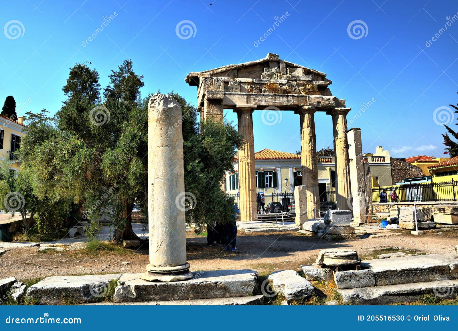 view of the main monuments of athens (greece). roman agora.