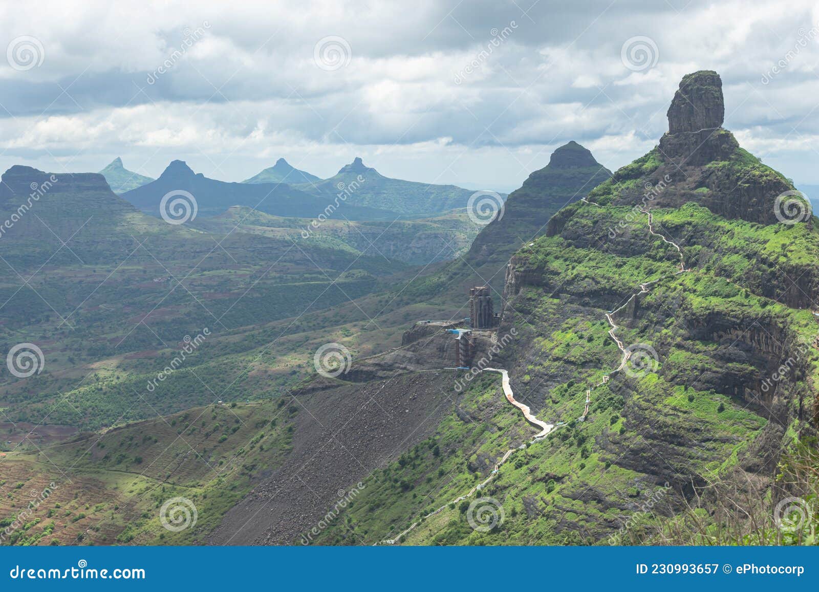 view of mangi hill and mulher fort. mangi tungi hills. nashik, maharashtra