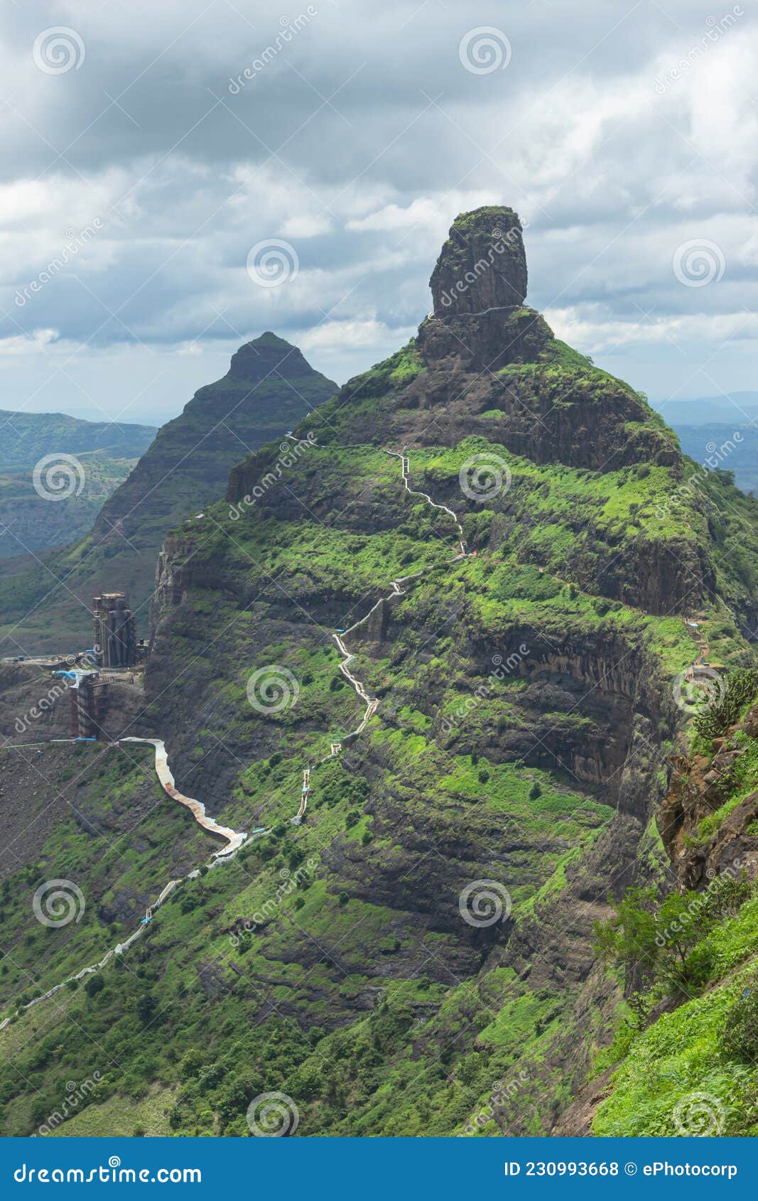 view of mangi hill and mulher fort. mangi tungi hills. nashik, maharashtra