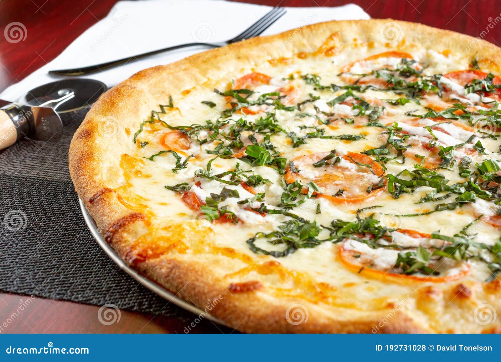 Margherita pizza stock photo. Image of shop, merchandise 192731028