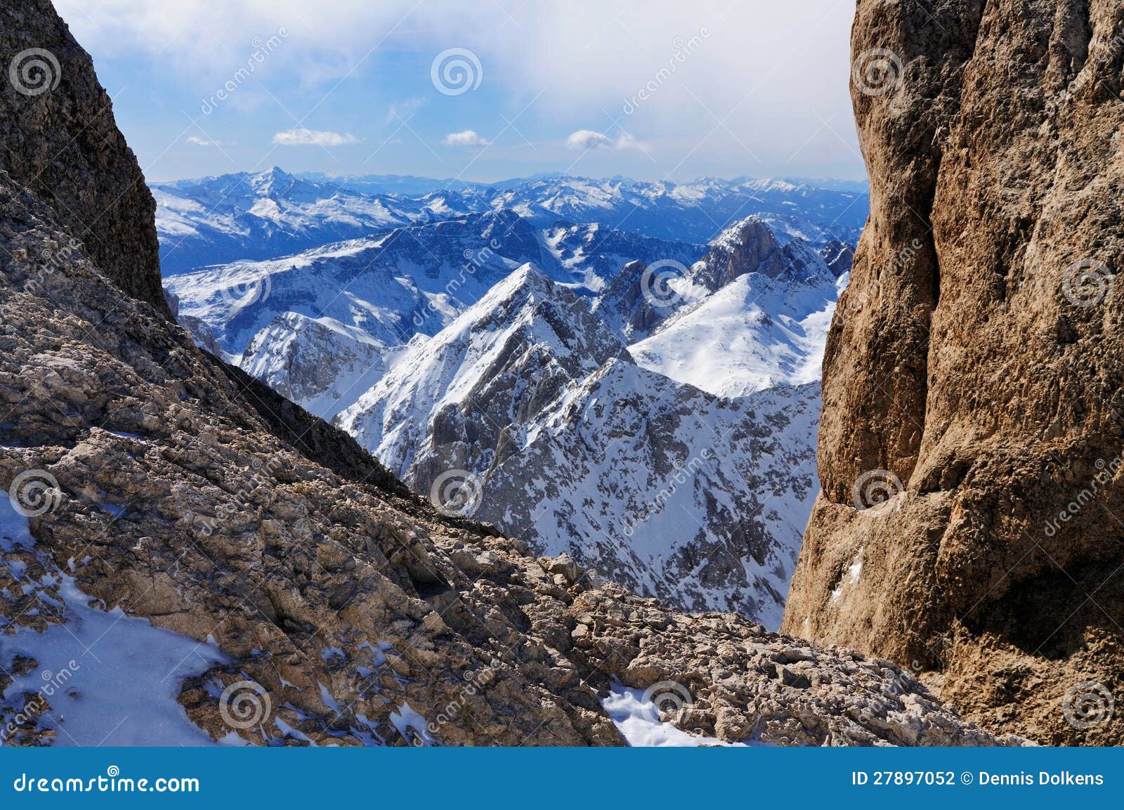 view from the marmolada, a mountain in italy
