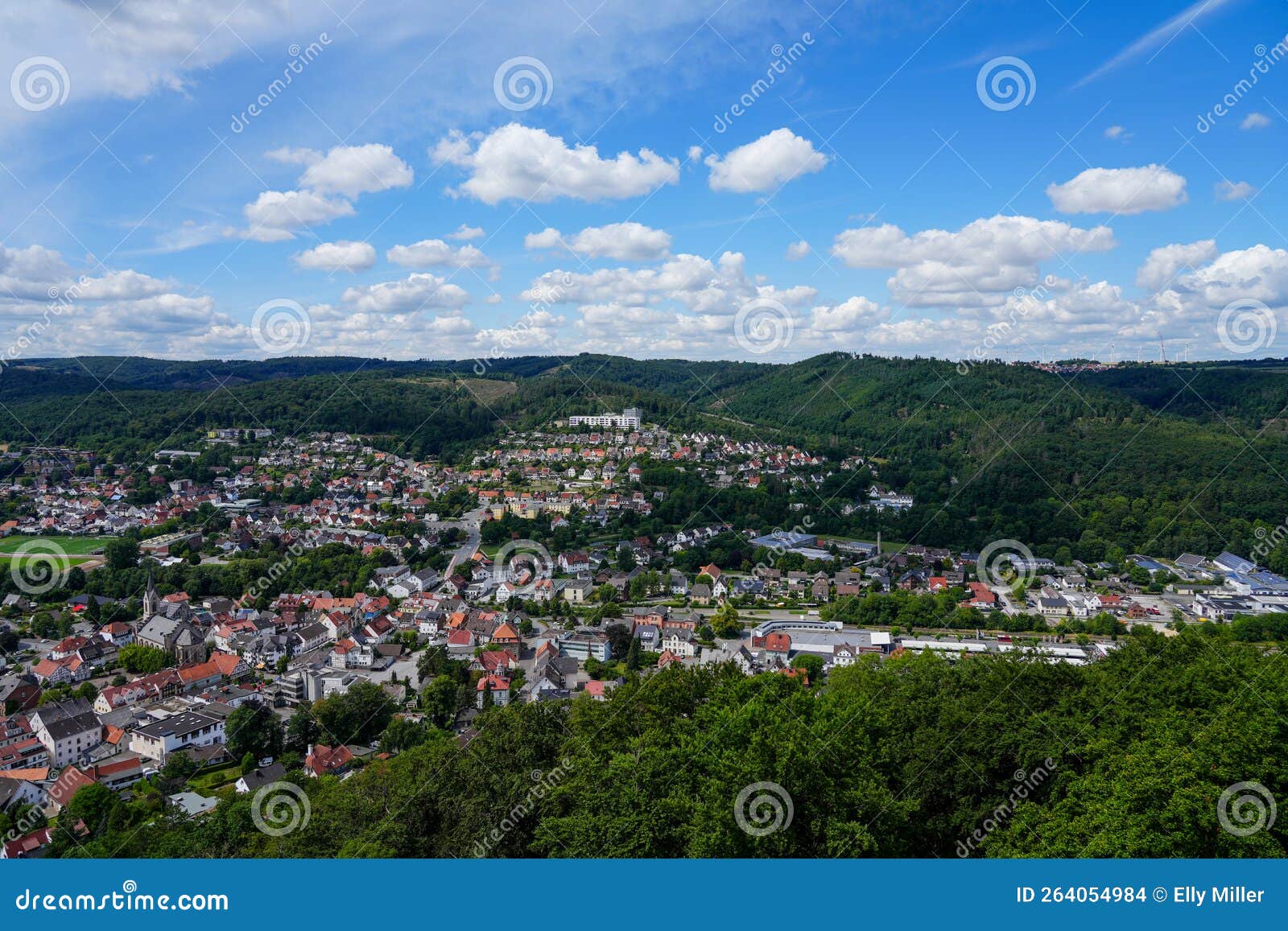 view of marsberg and the surrounding countryside. aerial view
