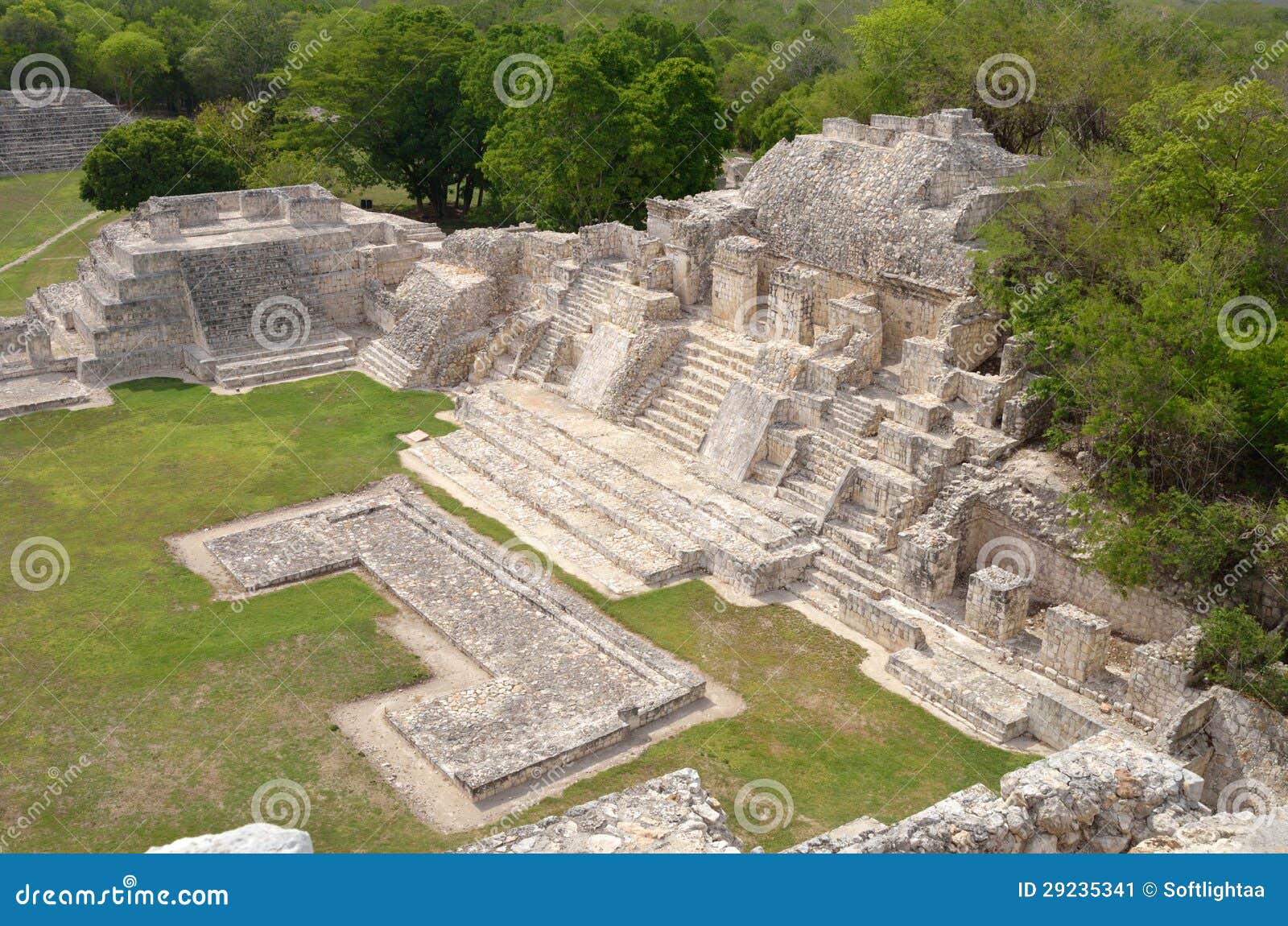 view of the mayan pyramid edzna. yucatan, campeche,