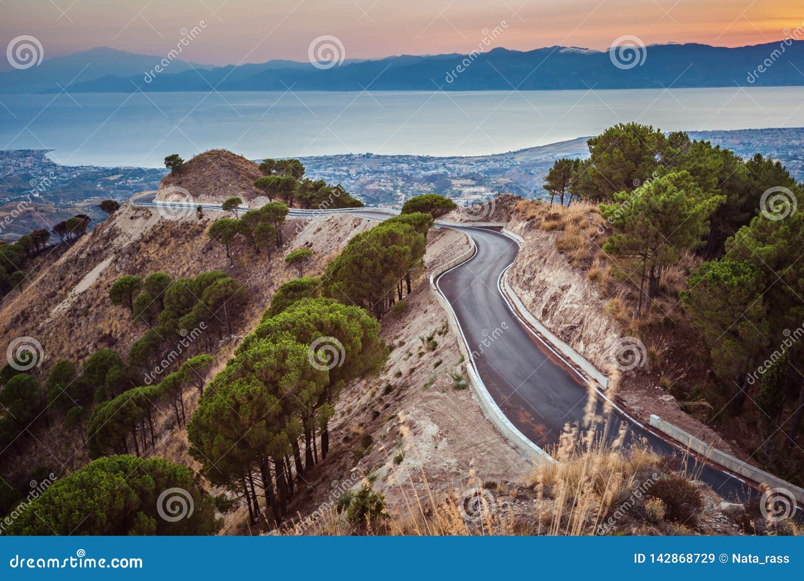 view on messina strait from aspromonte near reggio calabria