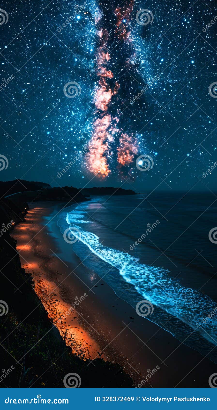 A View of the Milky Way Over the Ocean at Night Stock Image - Image of  nebula, light: 328372469, image size:897x1690